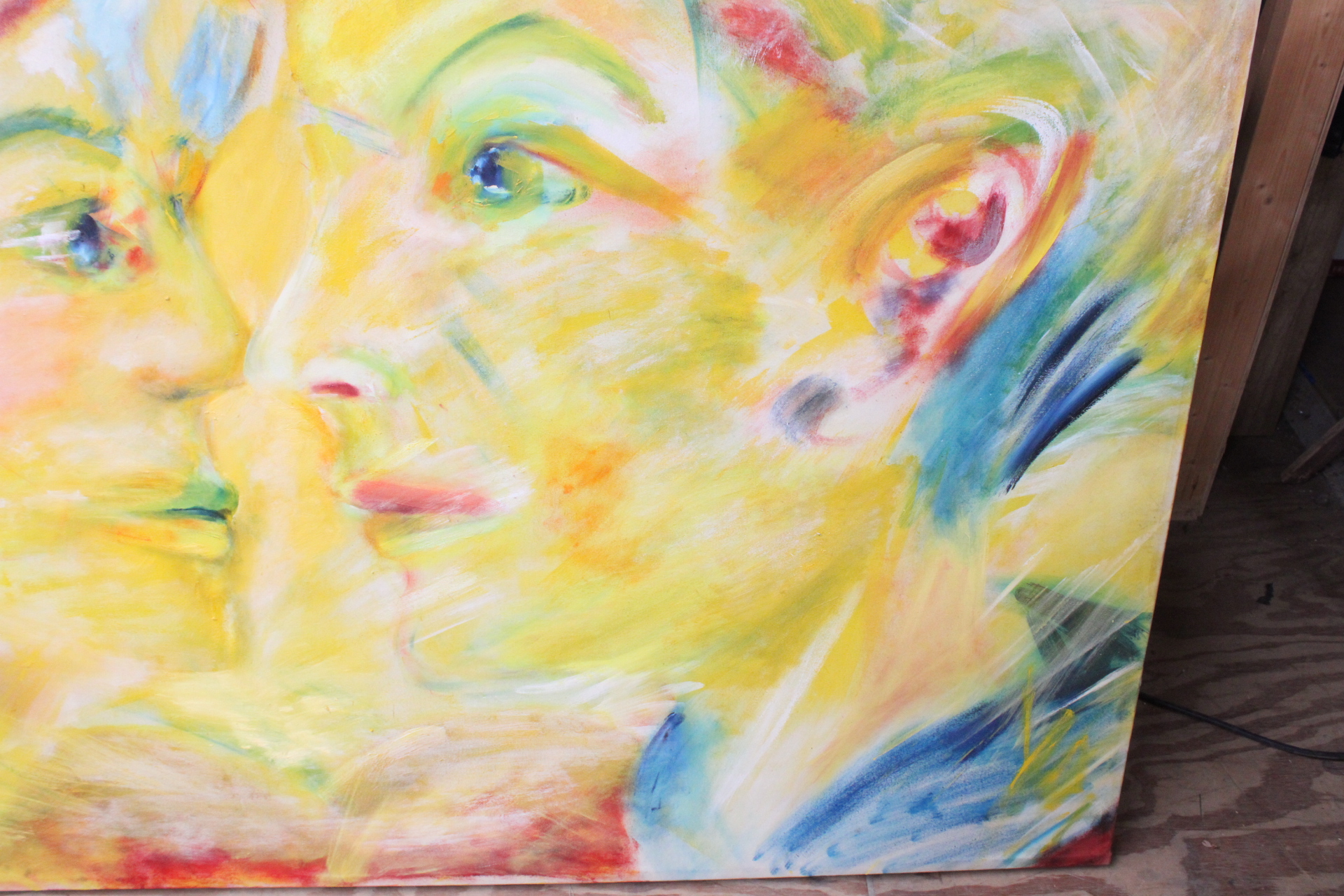Abstract schilderij van twee gezichten – foto 5 – kavel bij GSD Auctions, Zoeterwoude