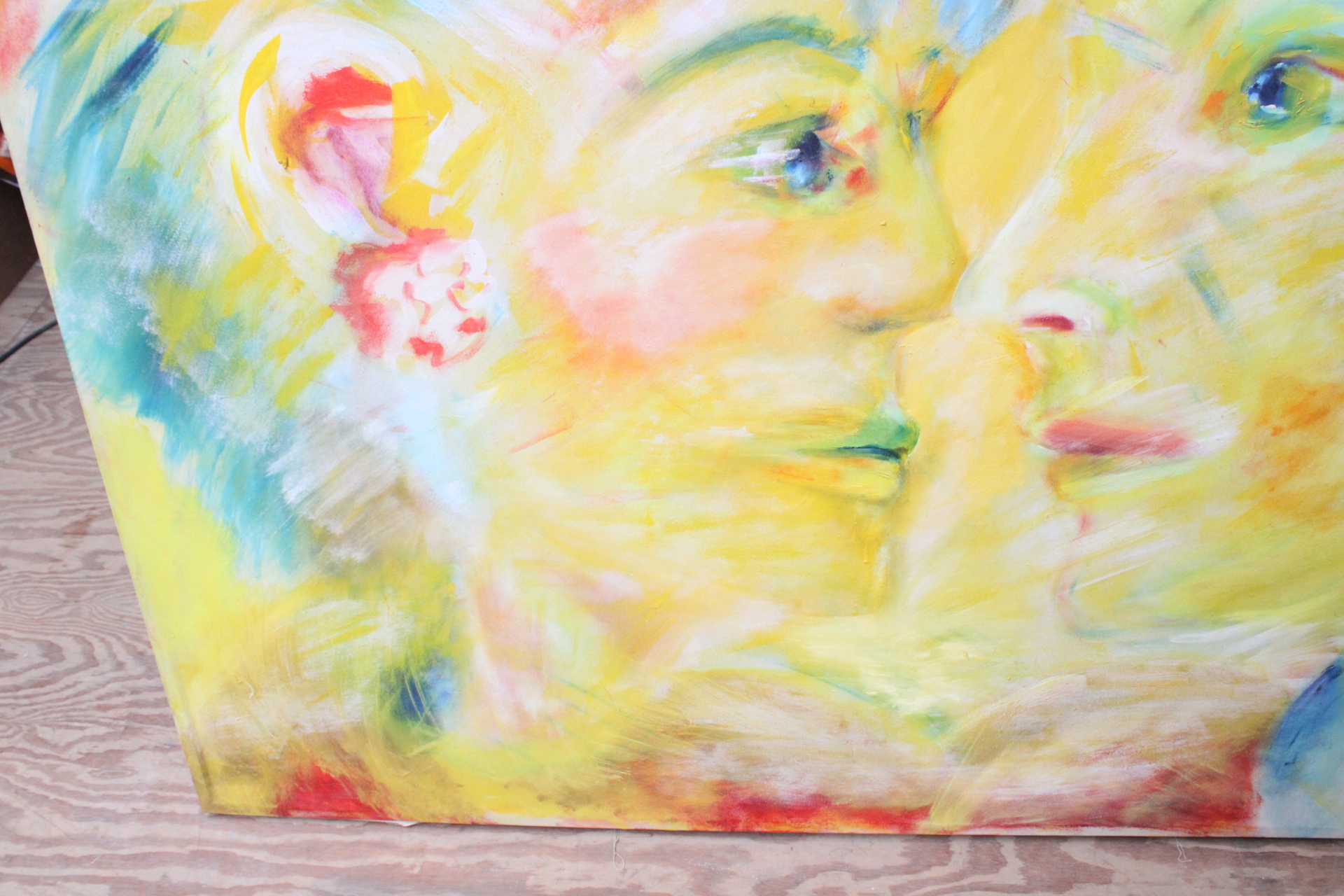 Abstract schilderij van twee gezichten – foto 6 – kavel bij GSD Auctions, Zoeterwoude