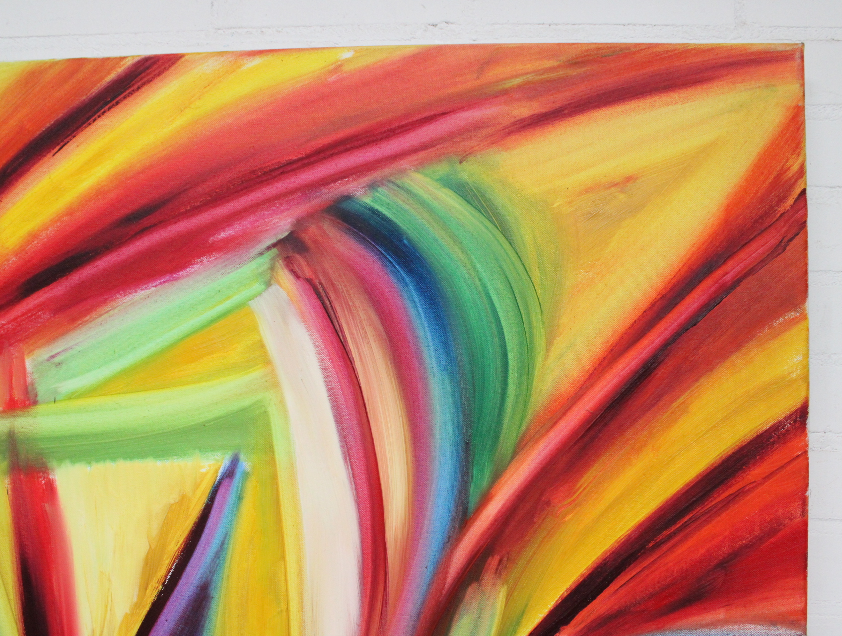 Abstract schilderij met kleurrijke lijnen – foto 4 – kavel bij GSD Auctions, Zoeterwoude