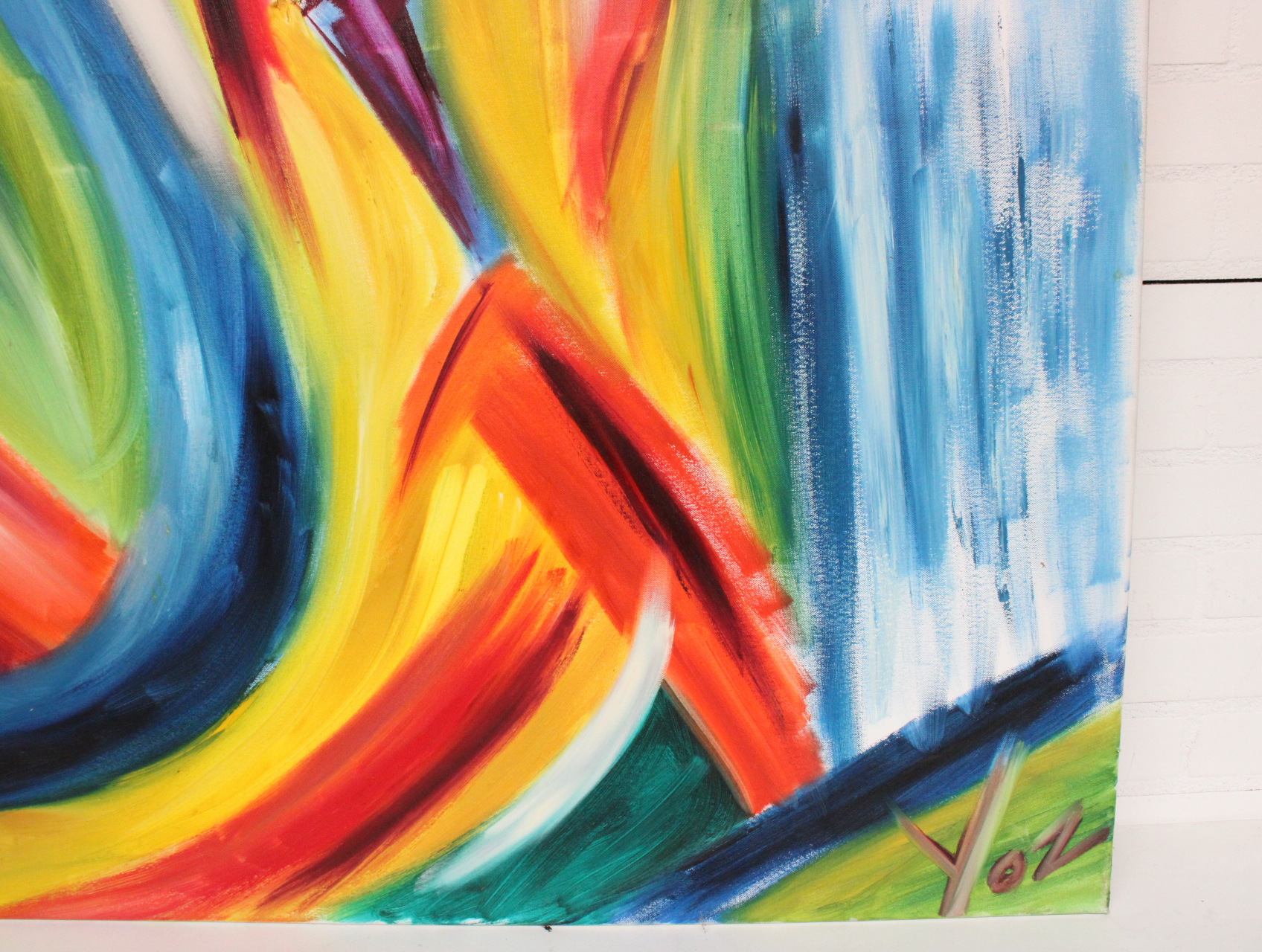 Abstract schilderij met kleurrijke lijnen – foto 5 – kavel bij GSD Auctions, Zoeterwoude