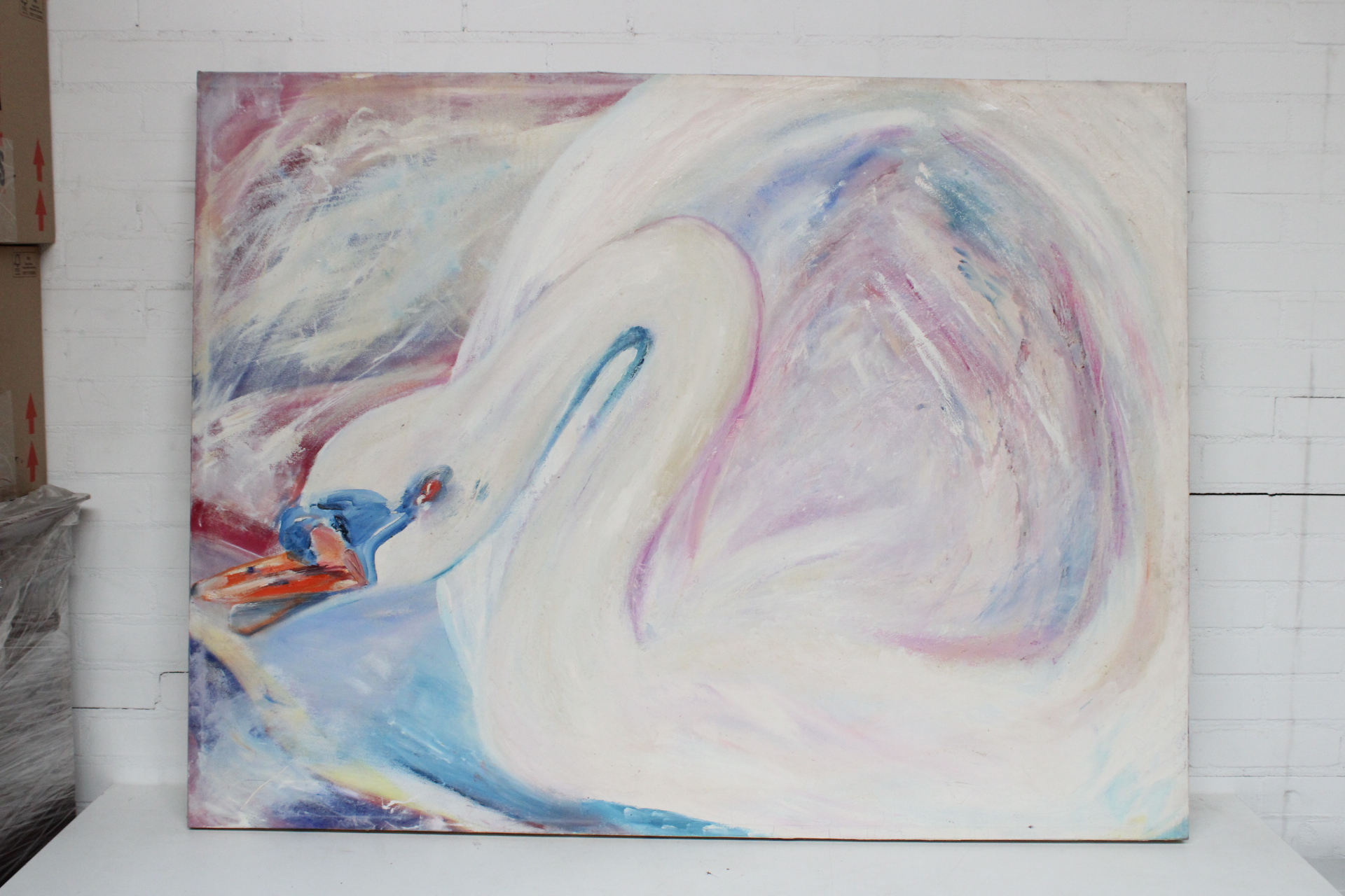 Schilderij Zwaan in zachte pasteltinten – foto 2 – kavel bij GSD Auctions, Zoeterwoude