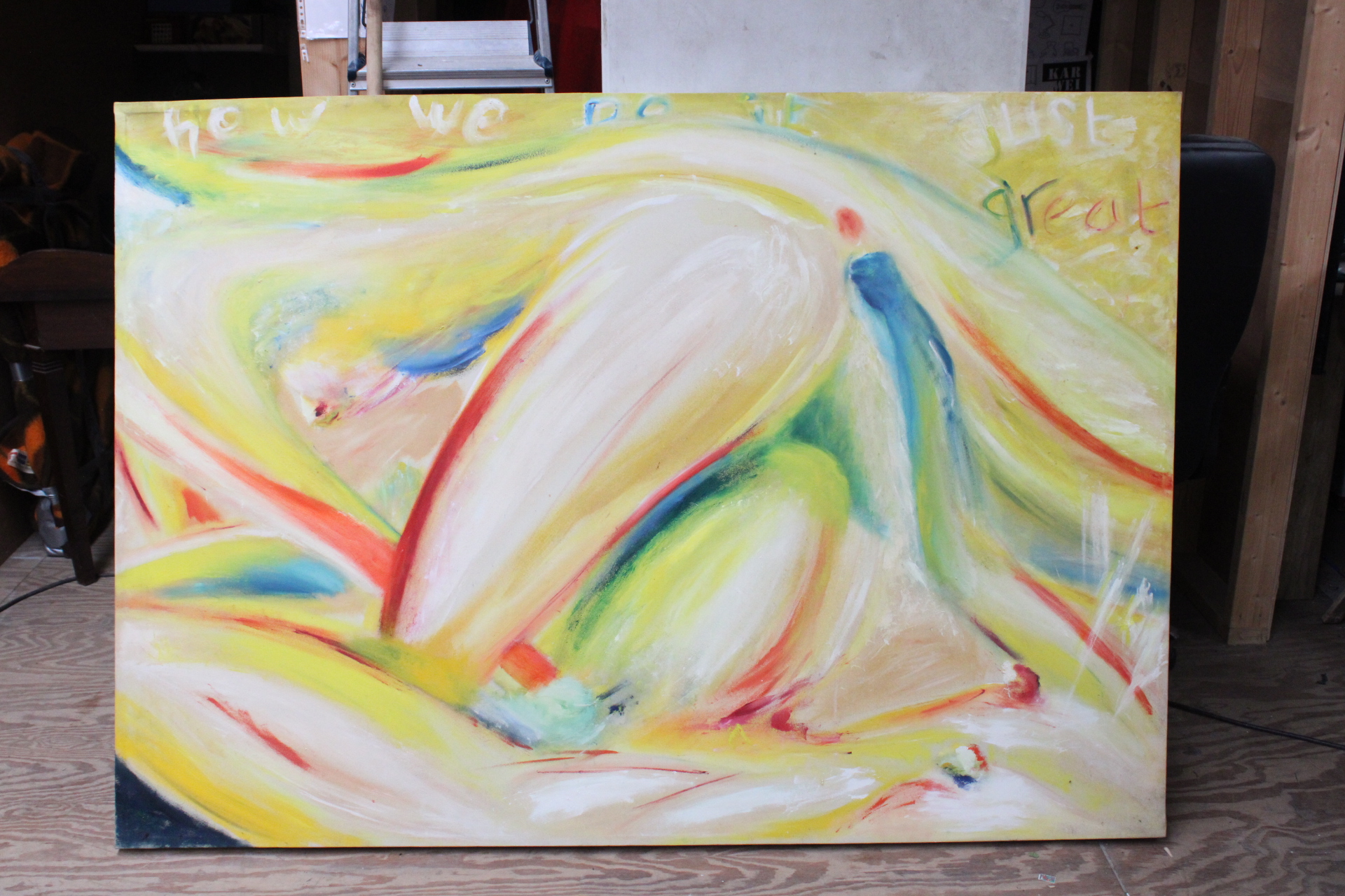 Abstracte kleurrijke schilderij op canvas – foto 2 – kavel bij GSD Auctions, Zoeterwoude