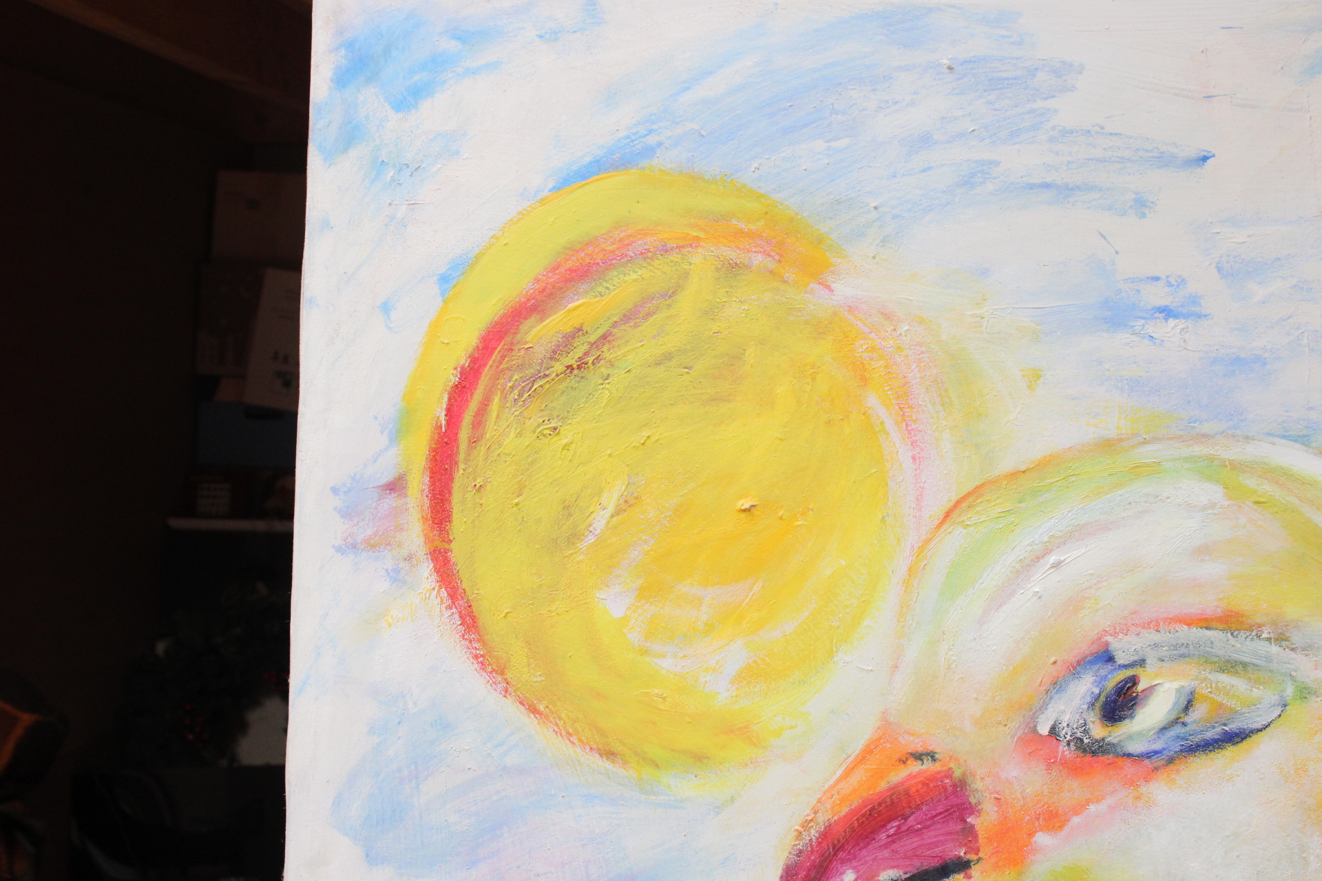Groot schilderij van vogel met jongen – foto 4 – kavel bij GSD Auctions, Zoeterwoude