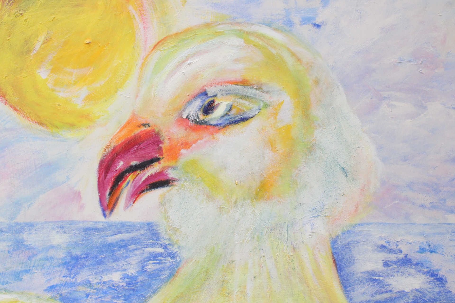 Groot schilderij van vogel met jongen – foto 5 – kavel bij GSD Auctions, Zoeterwoude