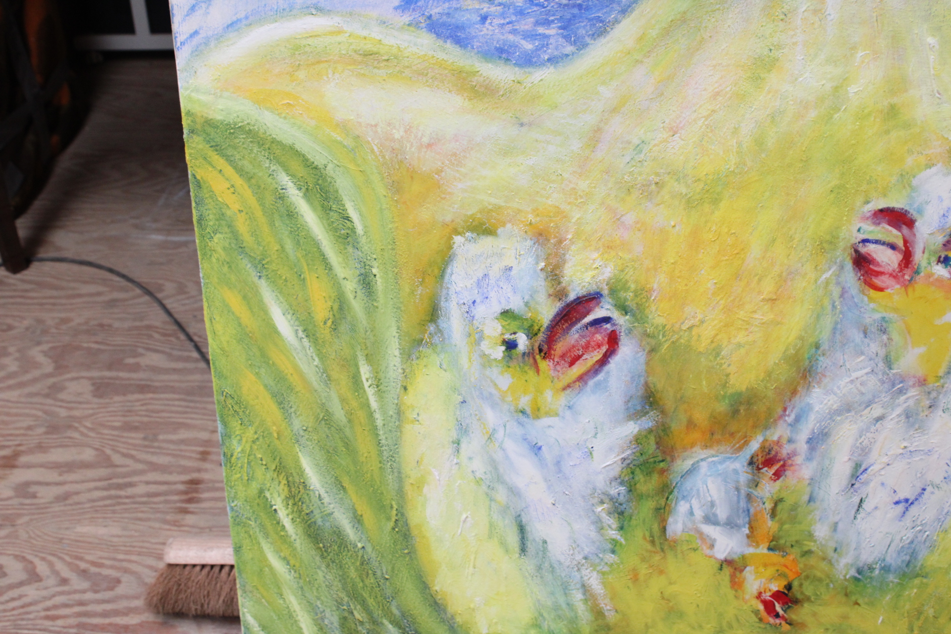 Groot schilderij van vogel met jongen – foto 6 – kavel bij GSD Auctions, Zoeterwoude