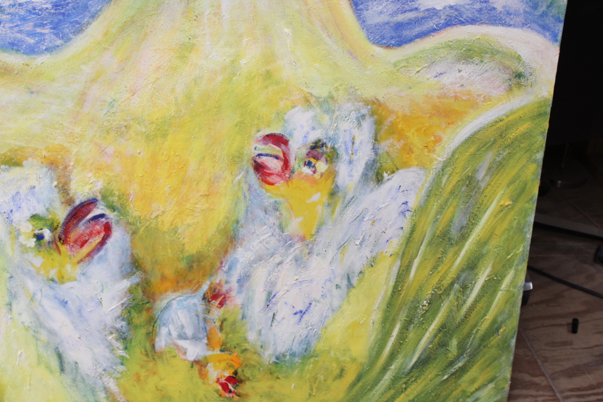 Groot schilderij van vogel met jongen – foto 7 – kavel bij GSD Auctions, Zoeterwoude