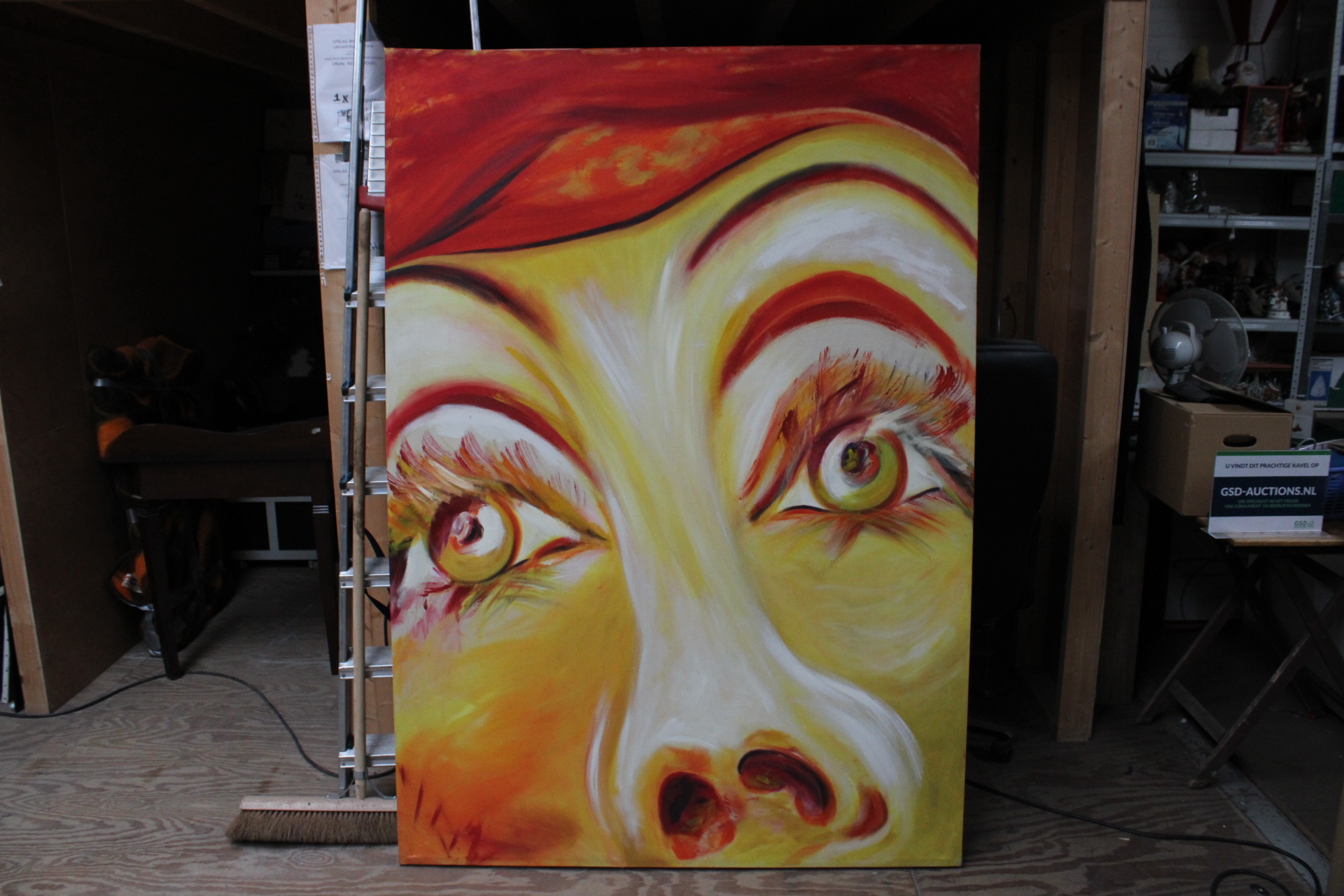 Groot kleurrijk abstract portretschilderij – foto 2 – kavel bij GSD Auctions, Zoeterwoude