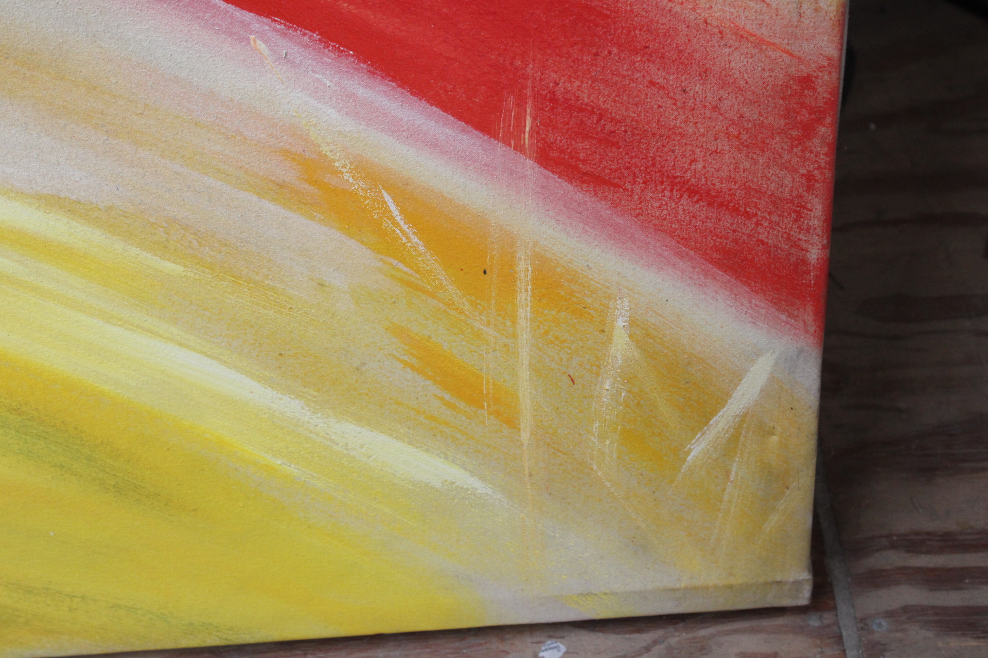 Abstract schilderij in gele, rode en blauwe tinten – foto 3 – kavel bij GSD Auctions, Zoeterwoude