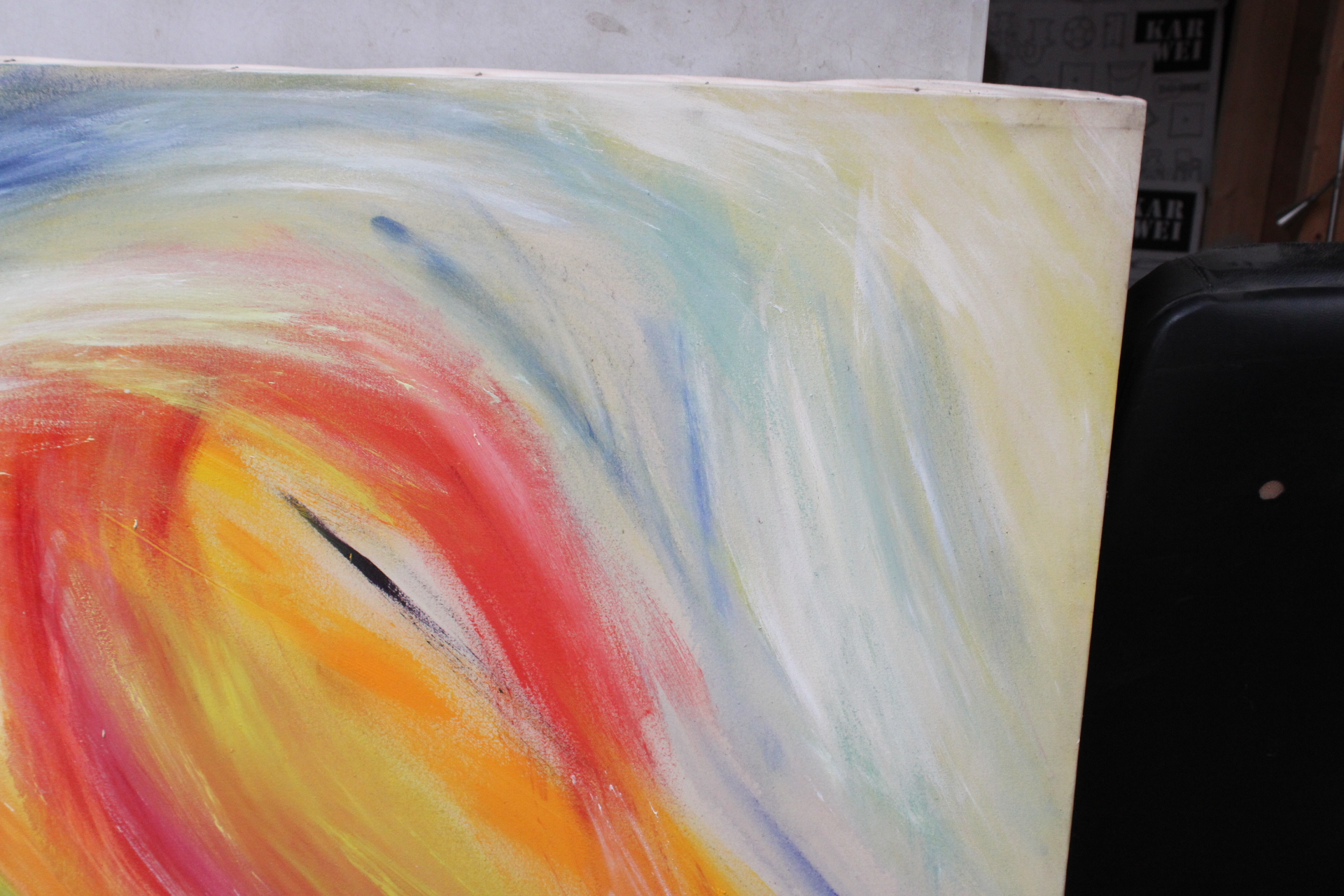 Abstract schilderij in gele, rode en blauwe tinten – foto 6 – kavel bij GSD Auctions, Zoeterwoude