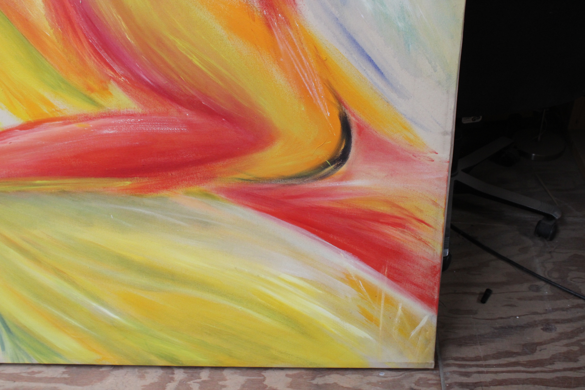 Abstract schilderij in gele, rode en blauwe tinten – foto 7 – kavel bij GSD Auctions, Zoeterwoude