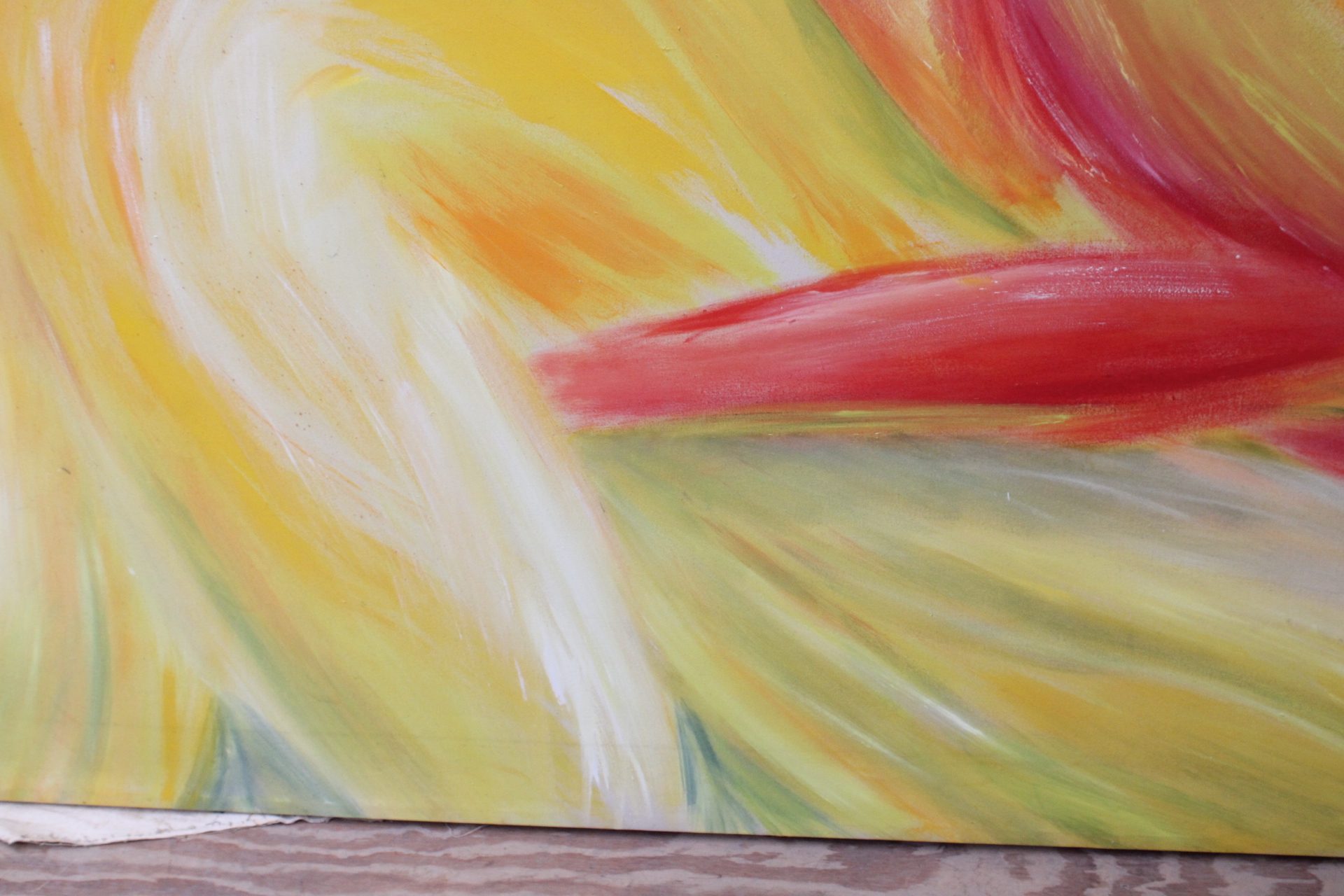Abstract schilderij in gele, rode en blauwe tinten – foto 8 – kavel bij GSD Auctions, Zoeterwoude
