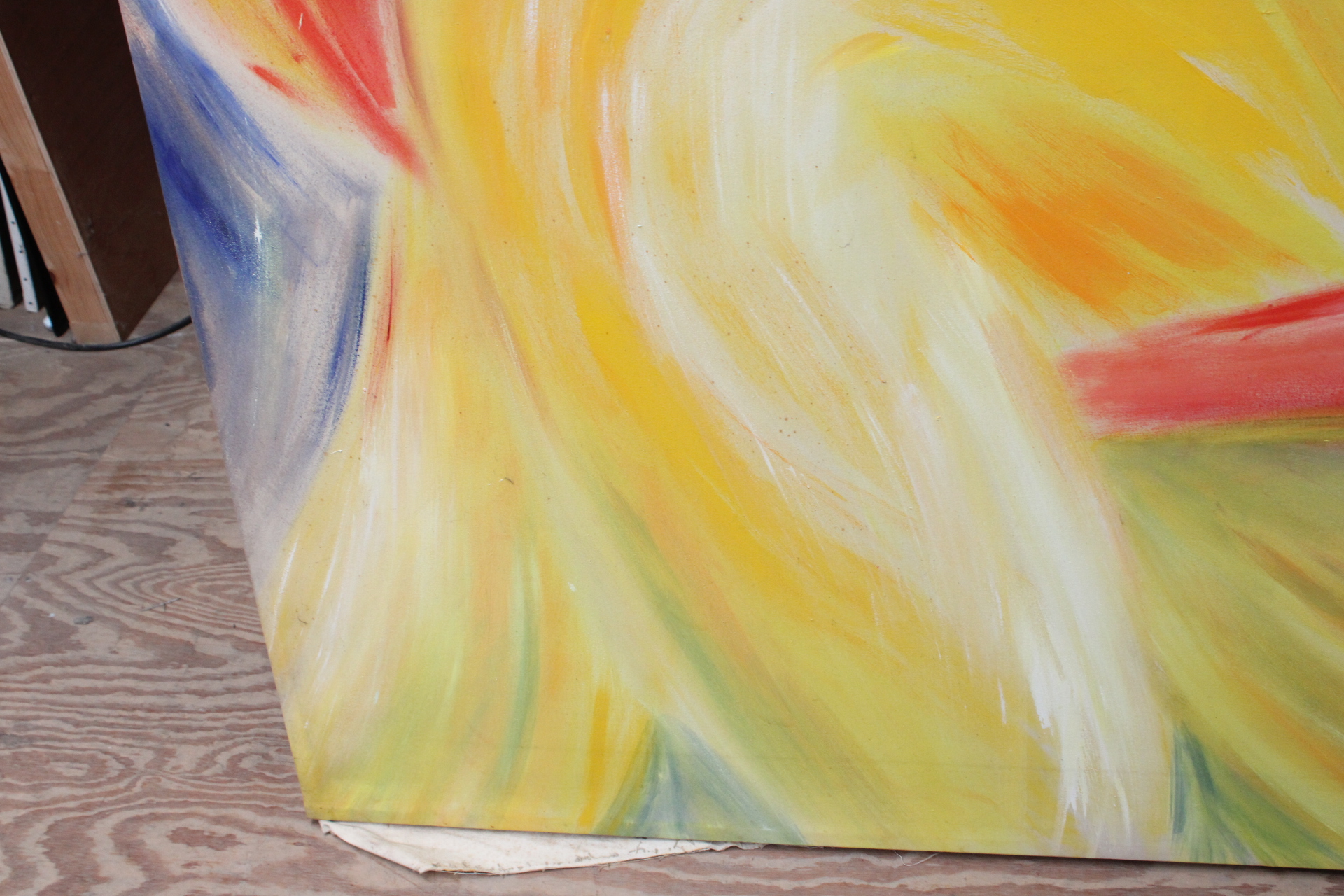 Abstract schilderij in gele, rode en blauwe tinten – foto 9 – kavel bij GSD Auctions, Zoeterwoude