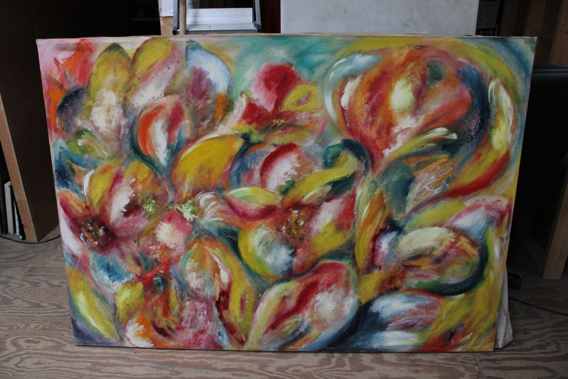 Abstract schilderij met kleurrijk bloemmotief – foto 2 – kavel bij GSD Auctions, Zoeterwoude