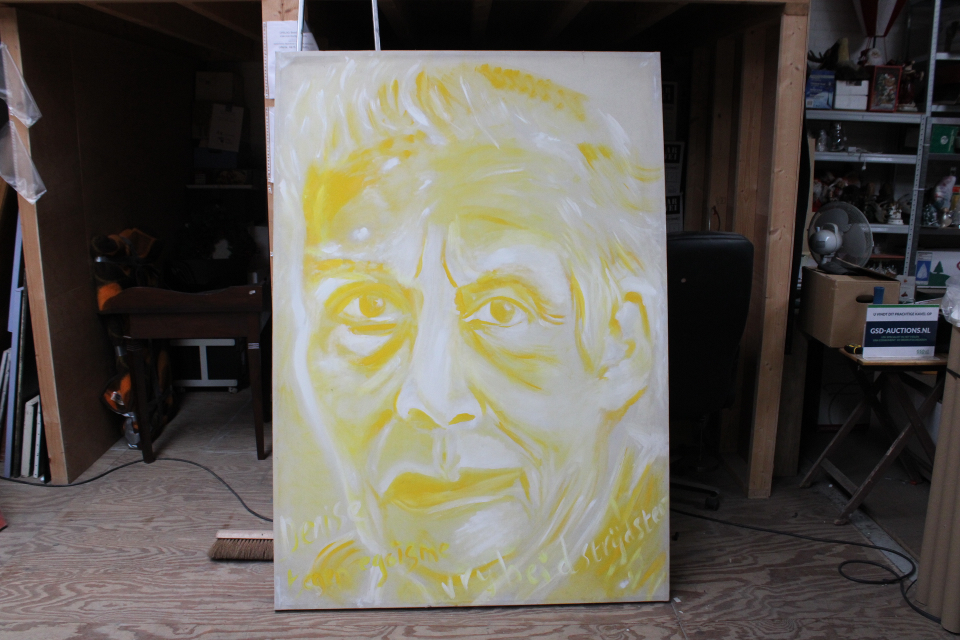 Groot schilderij portret in geel en wit – foto 2 – kavel bij GSD Auctions, Zoeterwoude