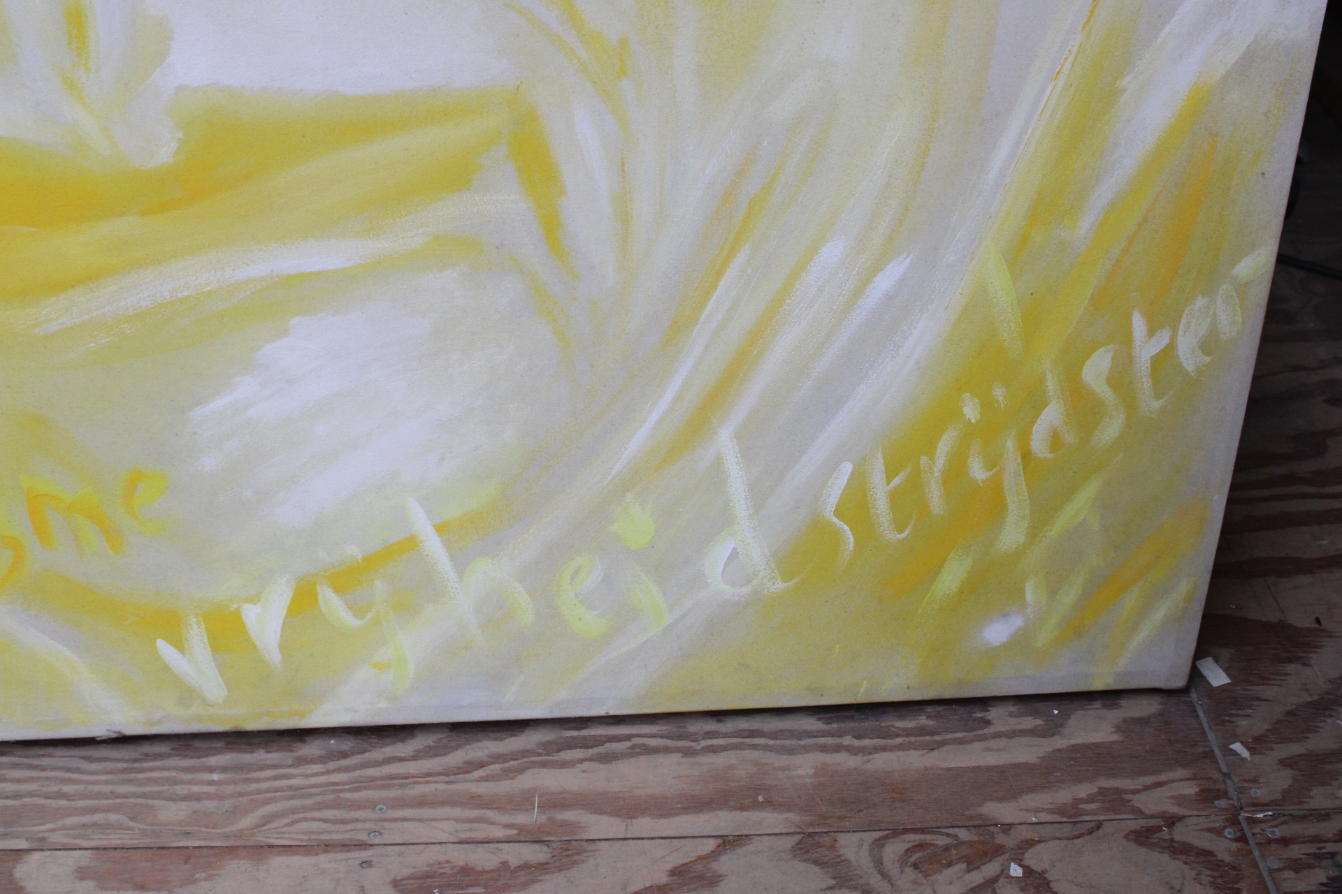 Groot schilderij portret in geel en wit – foto 4 – kavel bij GSD Auctions, Zoeterwoude