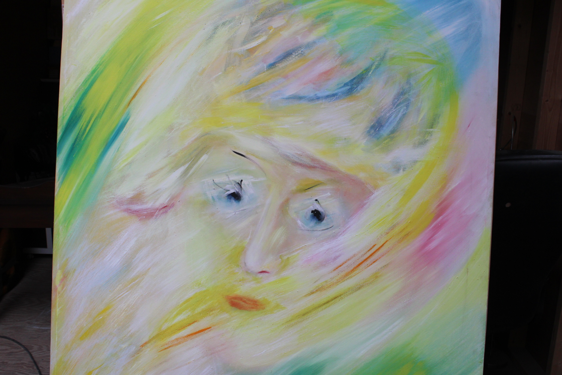 Abstract schilderij van hoofd met pastelkleuren – foto 4 – kavel bij GSD Auctions, Zoeterwoude