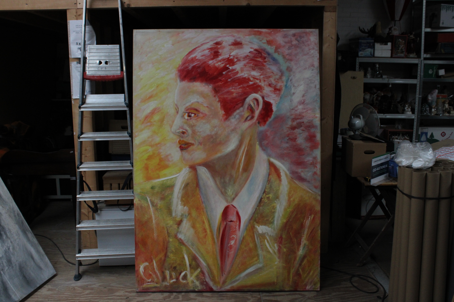 Abstract portretschilderij man met rood haar – foto 2 – kavel bij GSD Auctions, Zoeterwoude