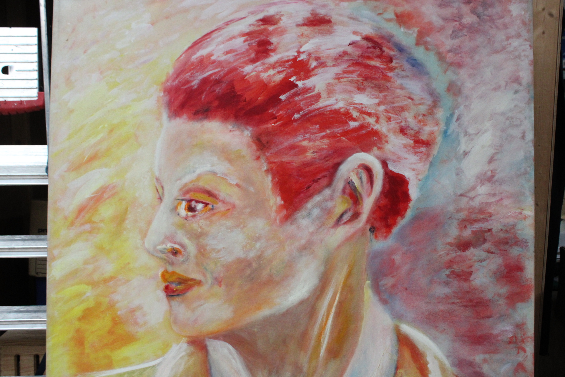 Abstract portretschilderij man met rood haar – foto 5 – kavel bij GSD Auctions, Zoeterwoude