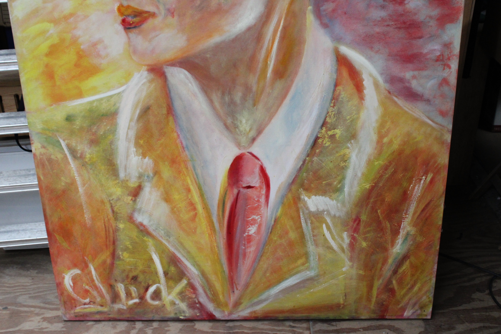 Abstract portretschilderij man met rood haar – foto 6 – kavel bij GSD Auctions, Zoeterwoude