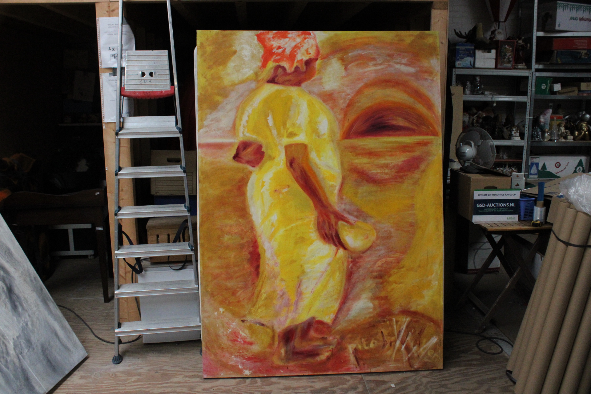 Modern schilderij vrouw bij zonsondergang – foto 2 – kavel bij GSD Auctions, Zoeterwoude