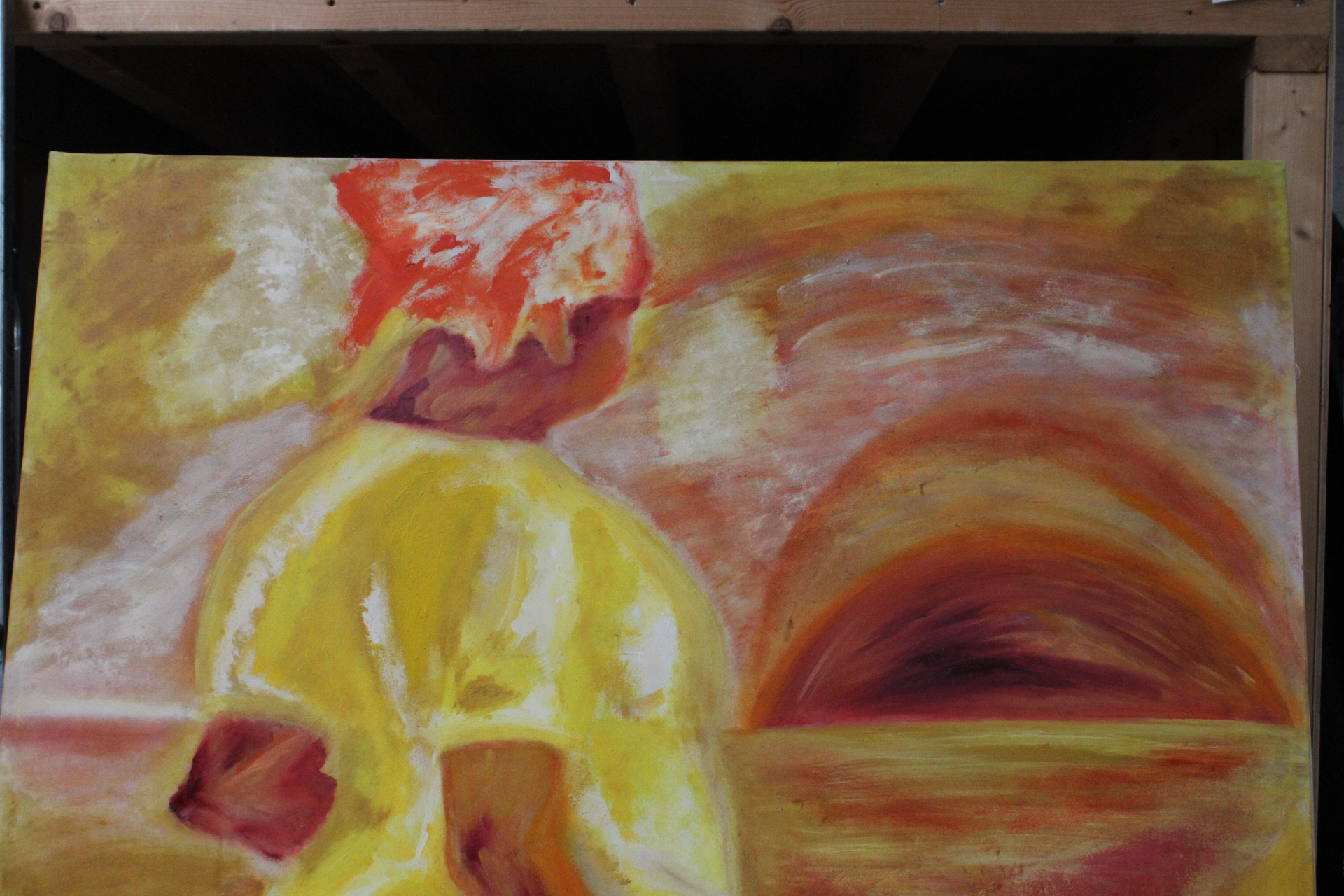 Modern schilderij vrouw bij zonsondergang – foto 4 – kavel bij GSD Auctions, Zoeterwoude