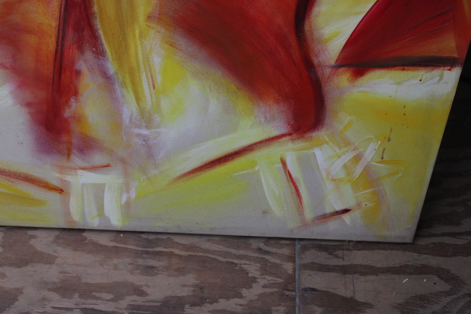 Abstract schilderij met menselijke rug in rood en geel – foto 4 – kavel bij GSD Auctions, Zoeterwoude