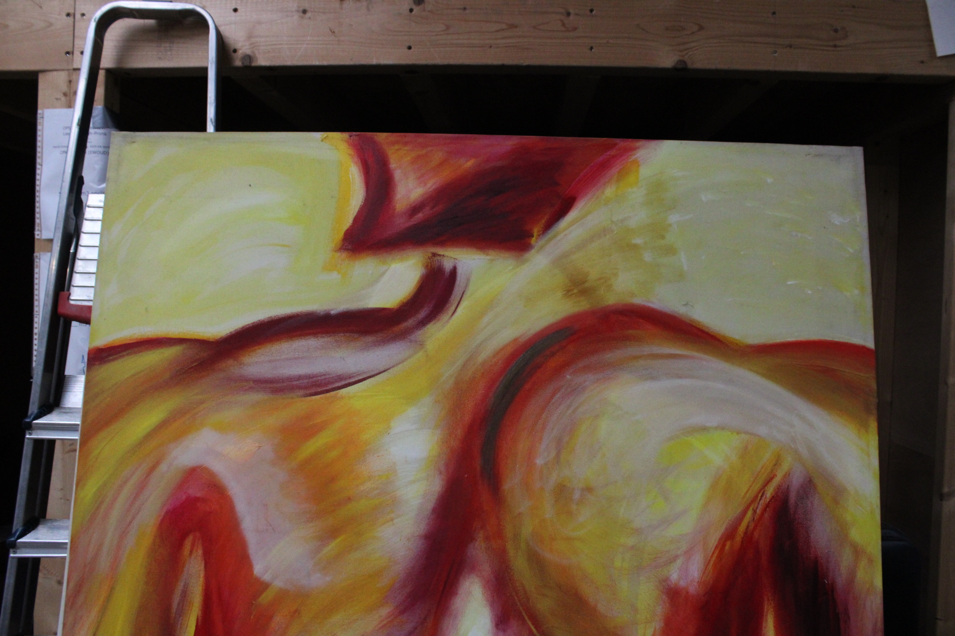 Abstract schilderij met menselijke rug in rood en geel – foto 5 – kavel bij GSD Auctions, Zoeterwoude