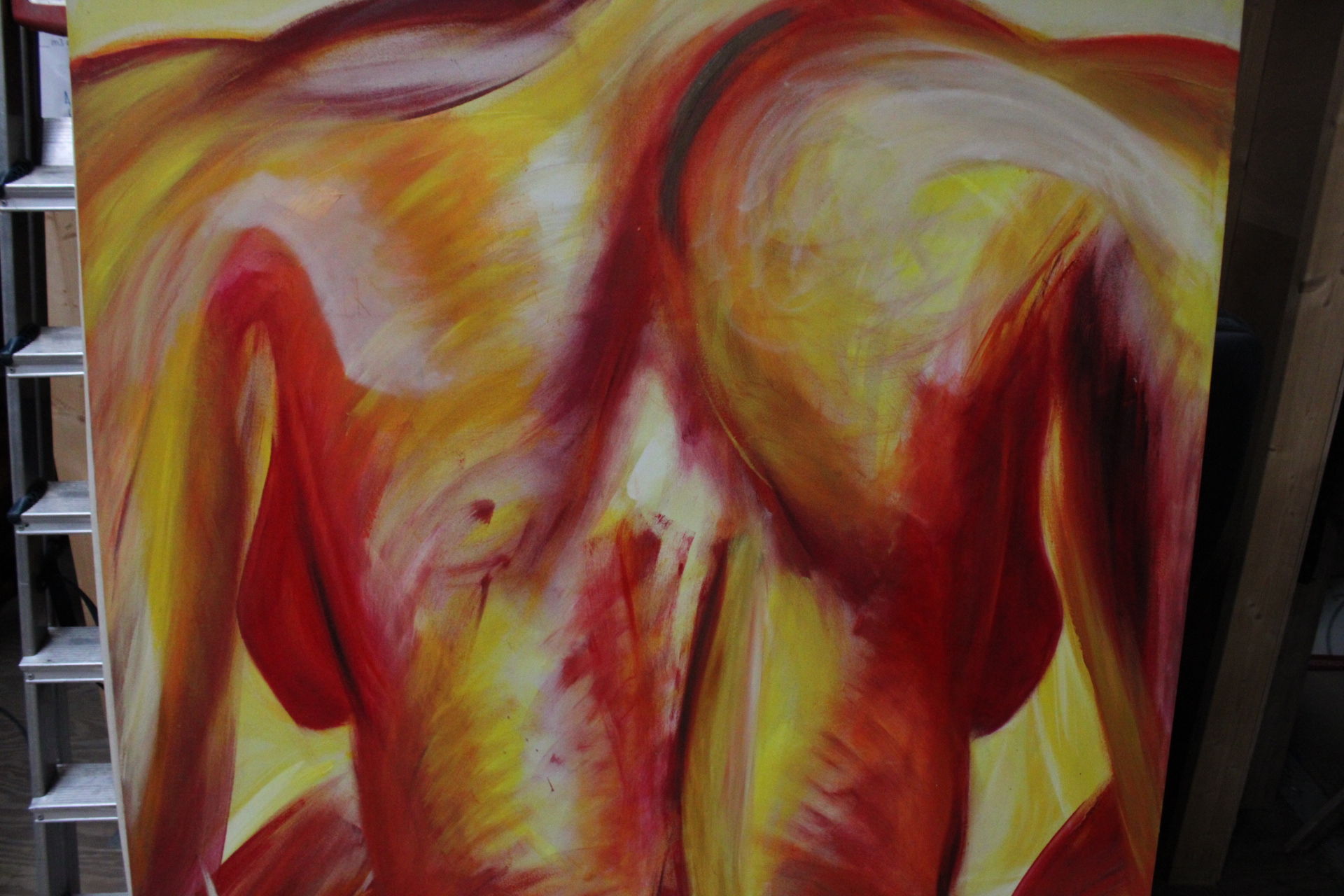 Abstract schilderij met menselijke rug in rood en geel – foto 6 – kavel bij GSD Auctions, Zoeterwoude