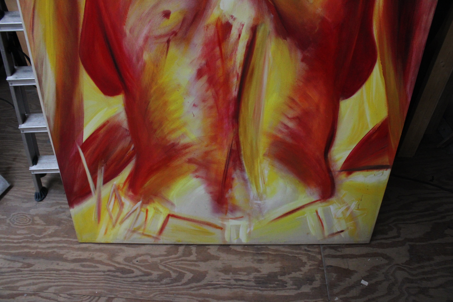 Abstract schilderij met menselijke rug in rood en geel – foto 7 – kavel bij GSD Auctions, Zoeterwoude