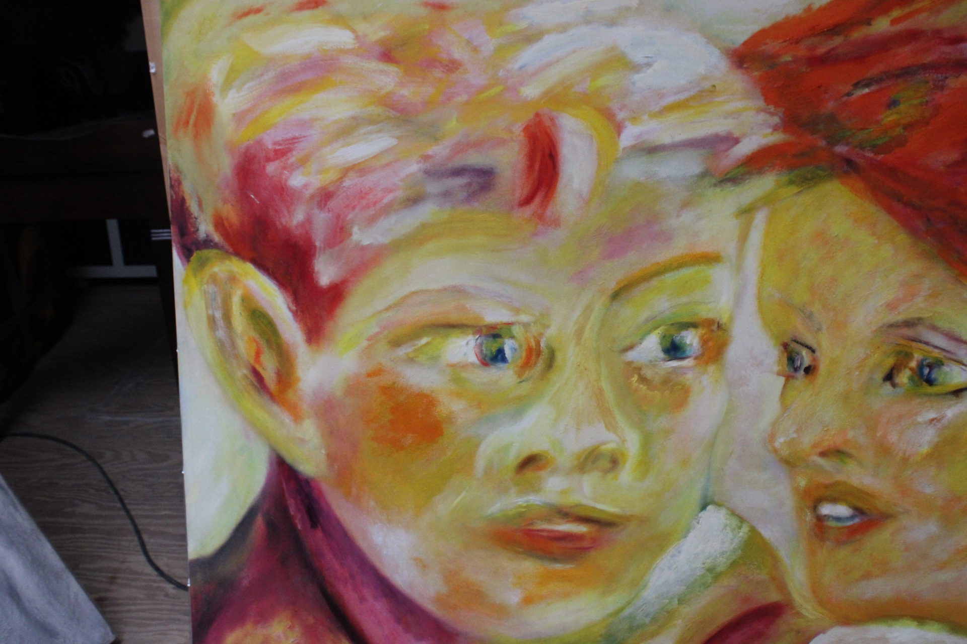 Schilderij van twee personen in kleurige pastel – foto 3 – kavel bij GSD Auctions, Zoeterwoude