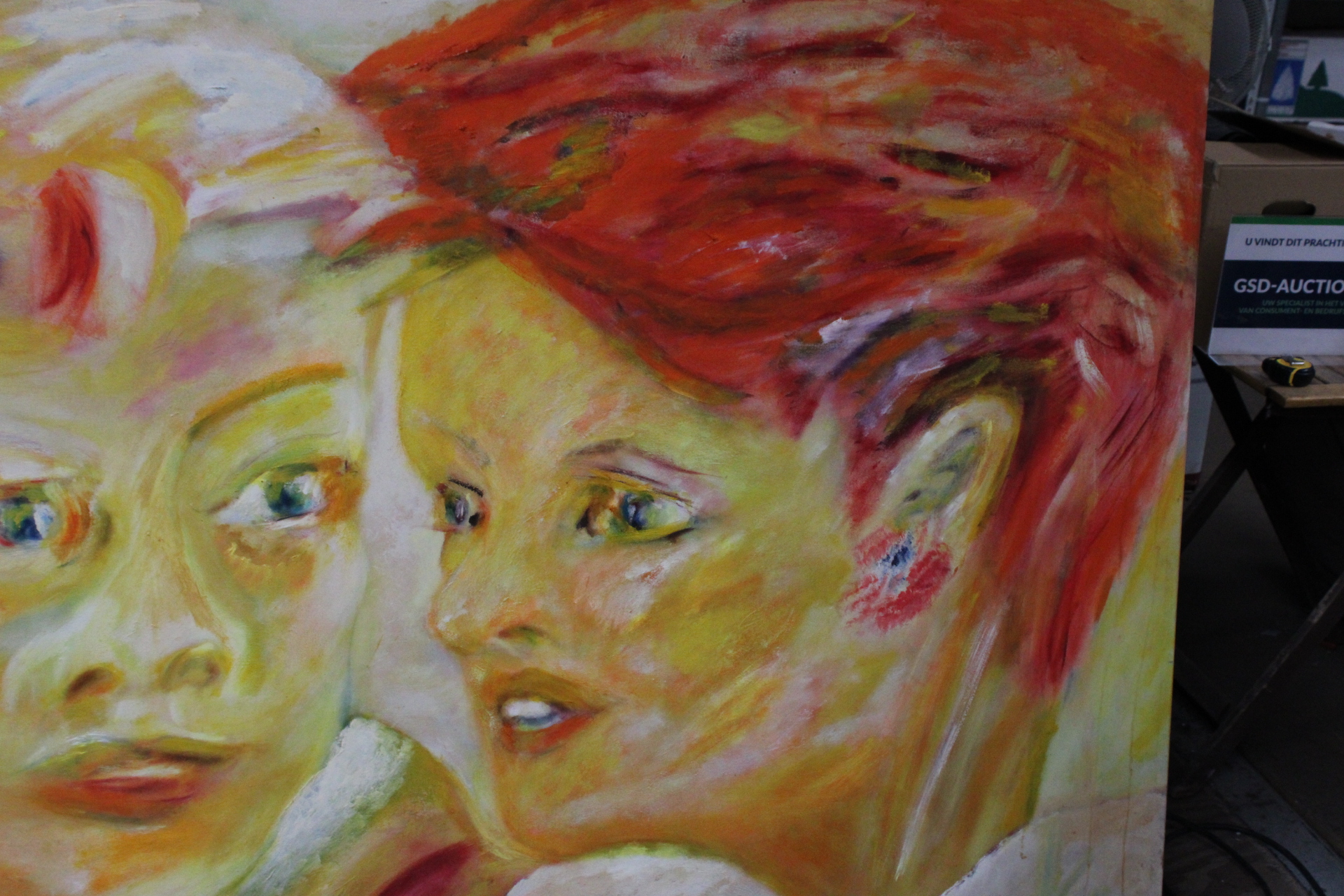 Schilderij van twee personen in kleurige pastel – foto 4 – kavel bij GSD Auctions, Zoeterwoude