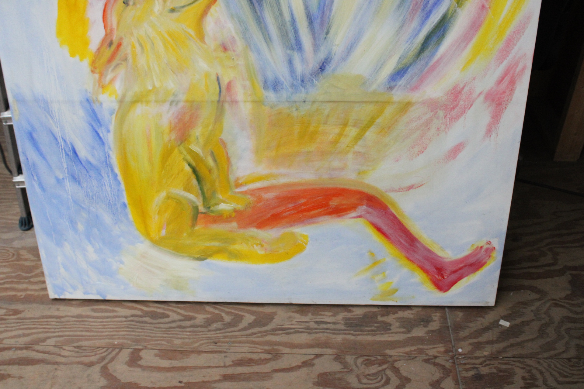 Abstract beschilderd doek met figuur en palmboom – foto 4 – kavel bij GSD Auctions, Zoeterwoude