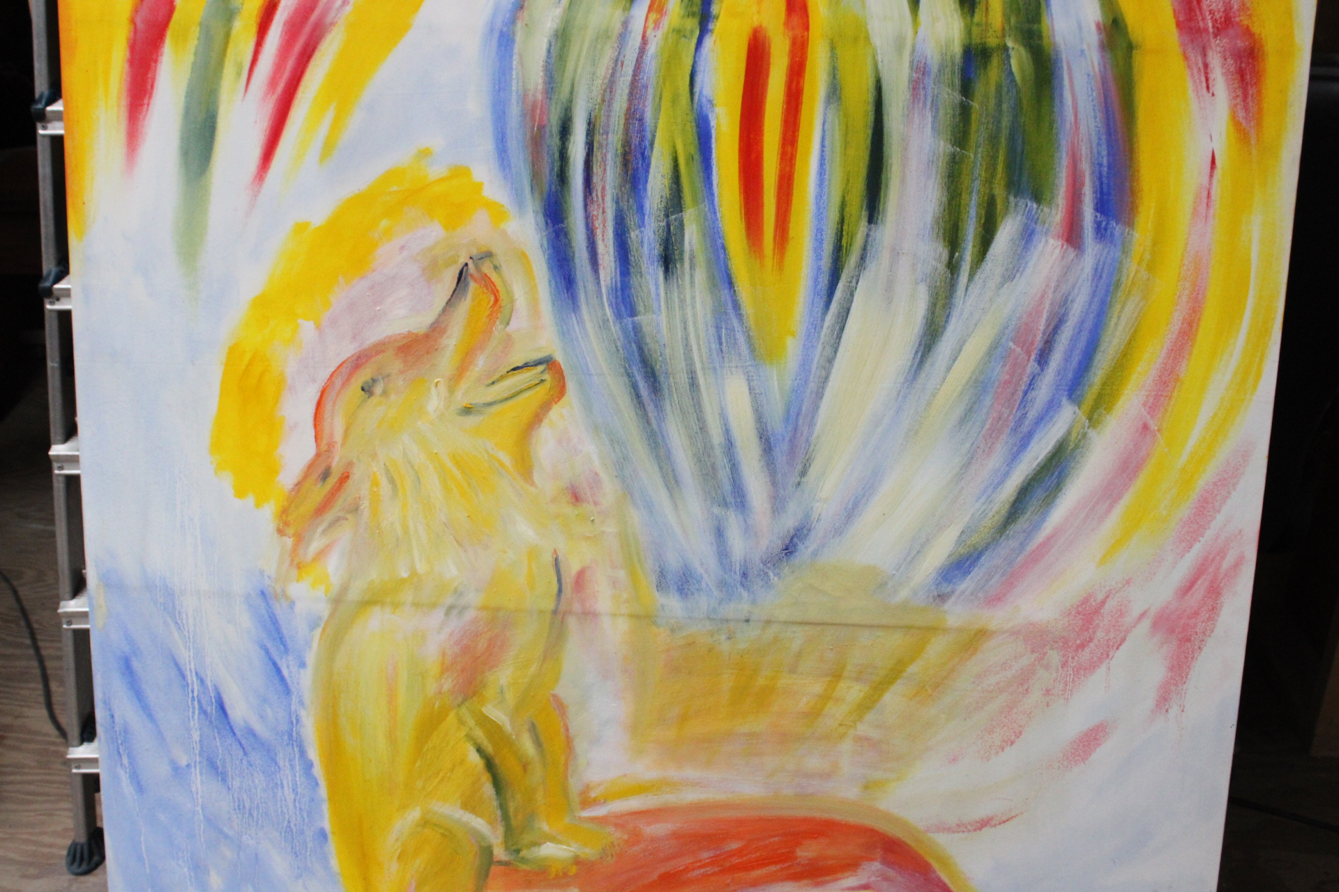 Abstract beschilderd doek met figuur en palmboom – foto 5 – kavel bij GSD Auctions, Zoeterwoude