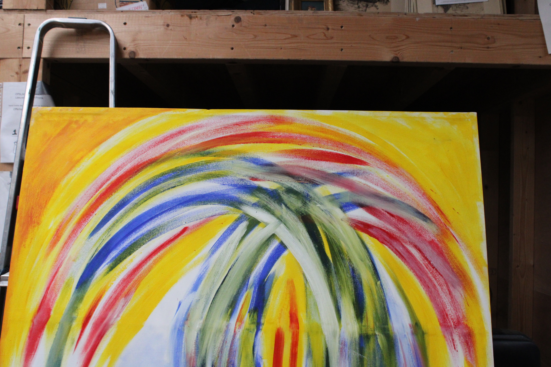 Abstract beschilderd doek met figuur en palmboom – foto 7 – kavel bij GSD Auctions, Zoeterwoude