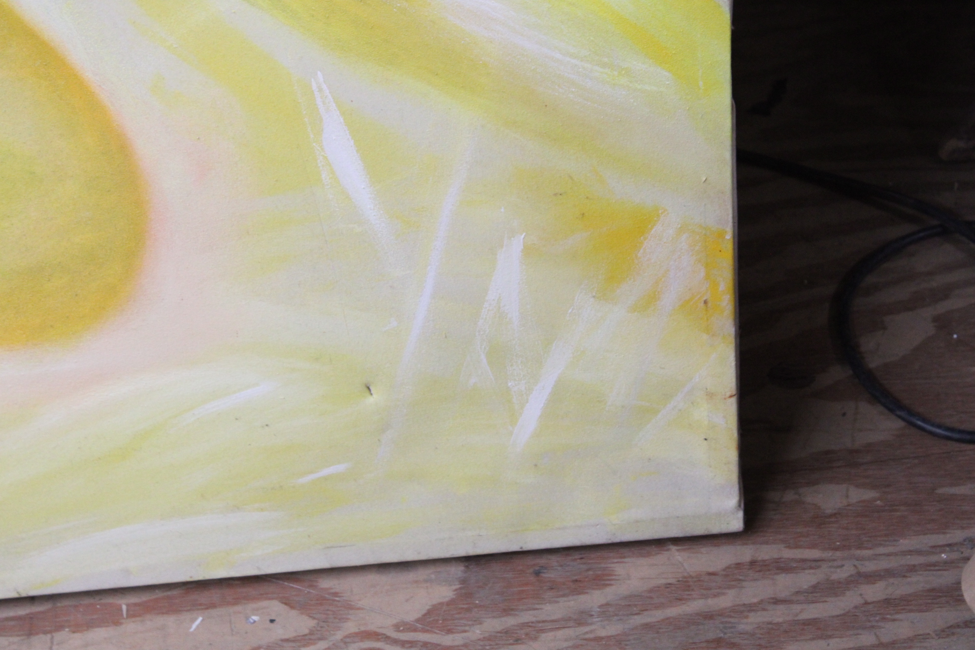 Abstract schilderij met gele en witte tinten – foto 3 – kavel bij GSD Auctions, Zoeterwoude