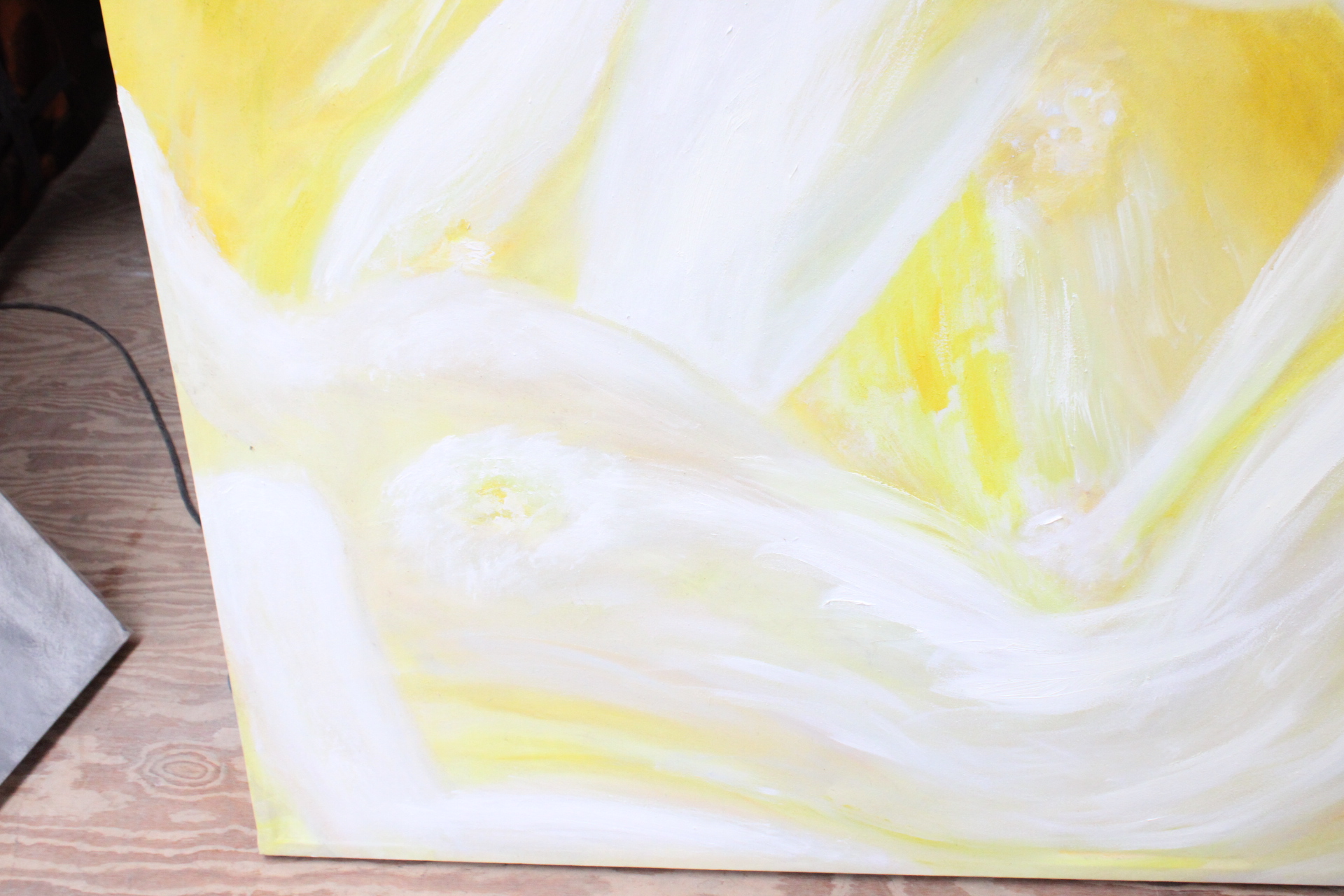 Abstract schilderij met gele en witte tinten – foto 6 – kavel bij GSD Auctions, Zoeterwoude