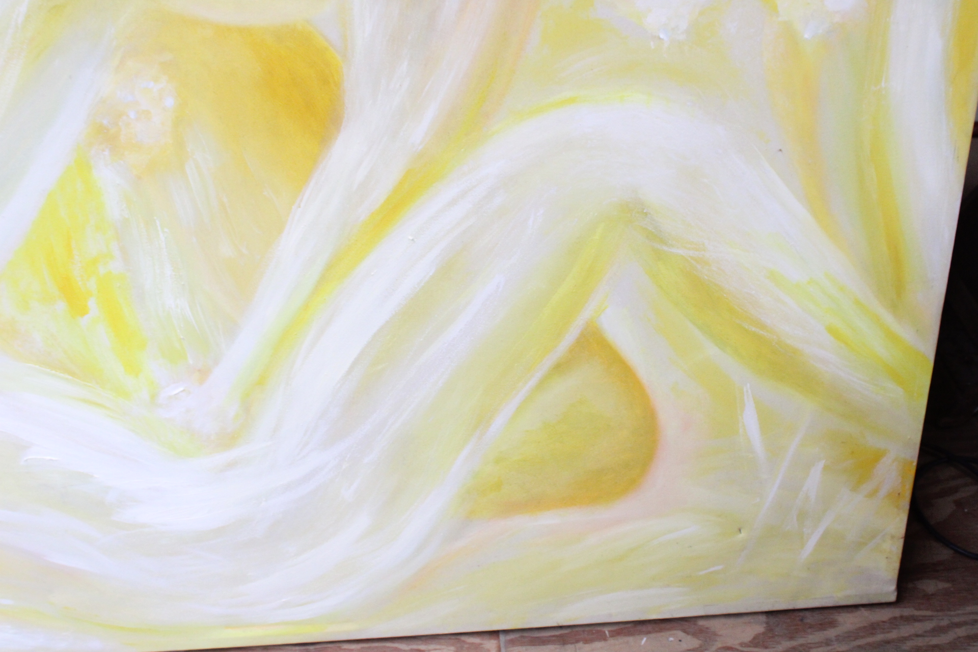 Abstract schilderij met gele en witte tinten – foto 7 – kavel bij GSD Auctions, Zoeterwoude