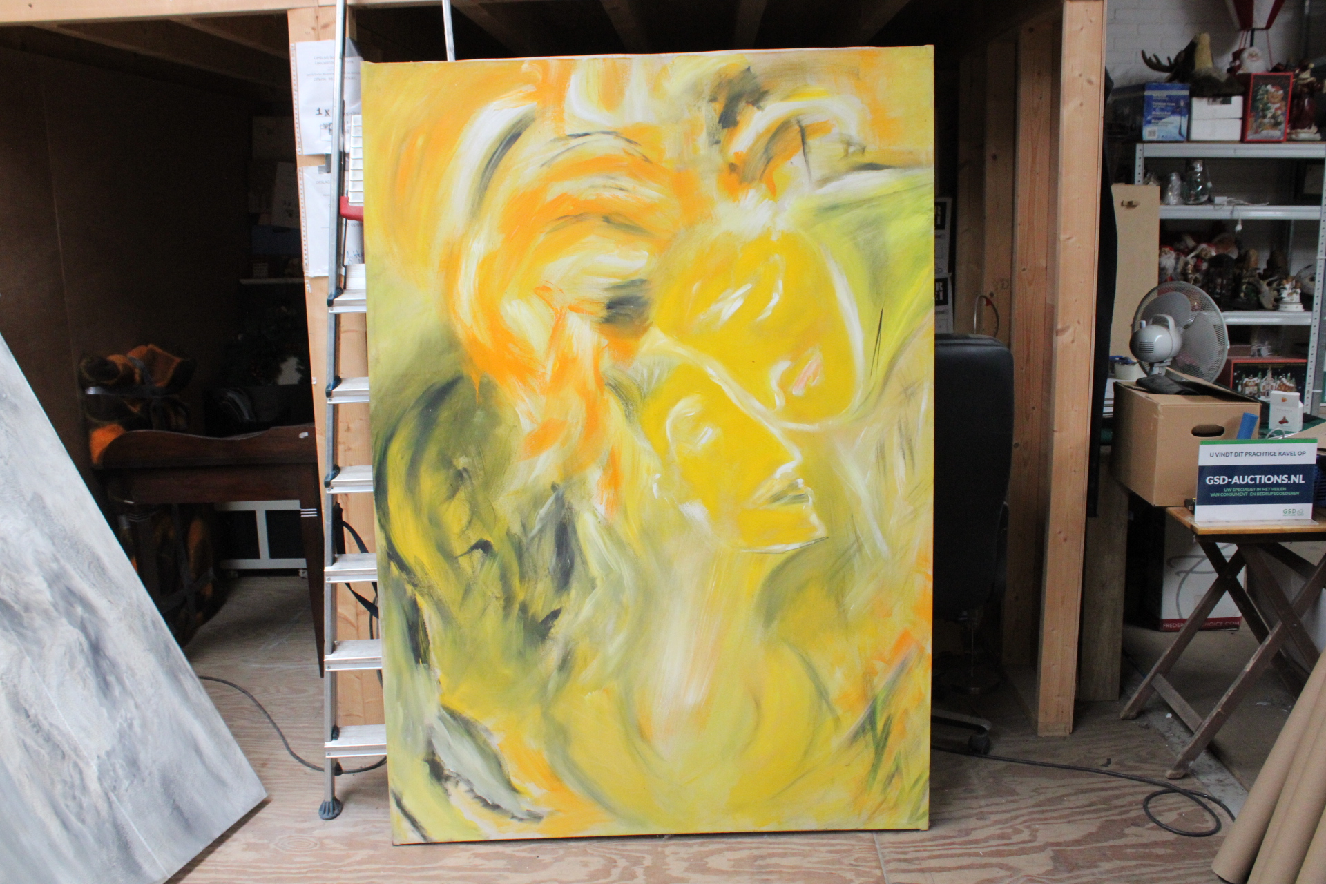 Abstract schilderij met gele en oranje tonen – foto 2 – kavel bij GSD Auctions, Zoeterwoude