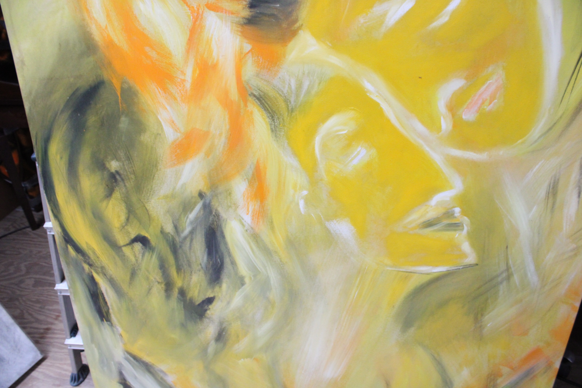 Abstract schilderij met gele en oranje tonen – foto 5 – kavel bij GSD Auctions, Zoeterwoude