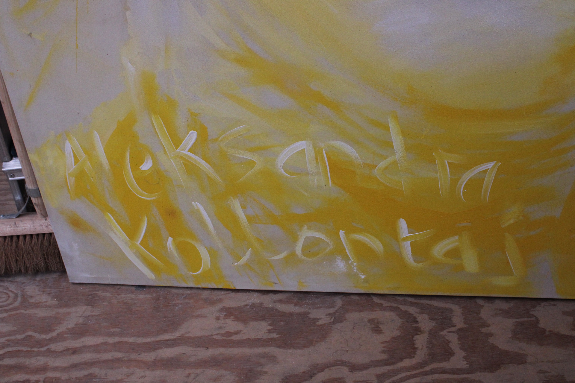 Abstract portretschilderij in geel en wit – foto 4 – kavel bij GSD Auctions, Zoeterwoude
