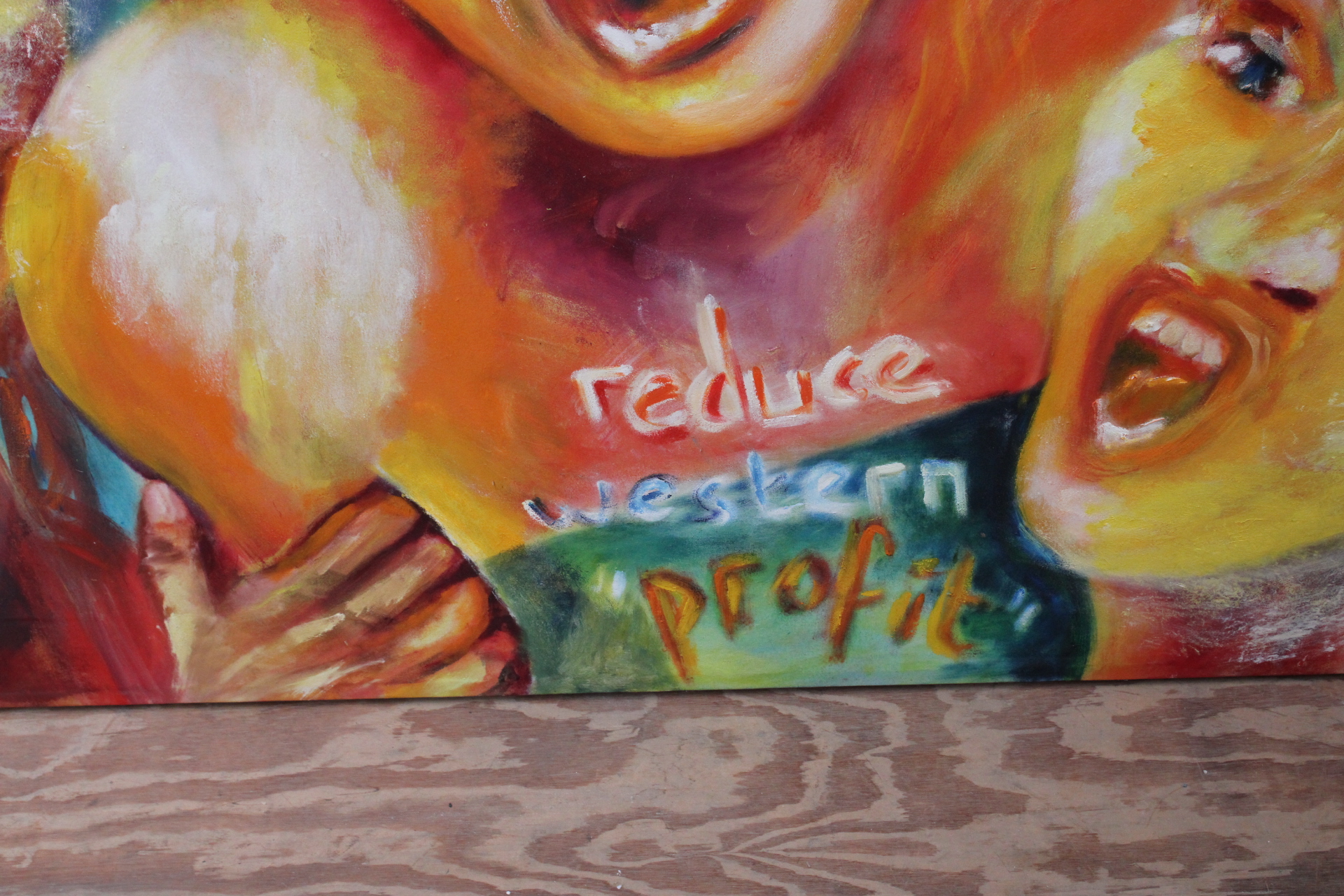 Schilderij met expressieve gezichten en tekst – foto 5 – kavel bij GSD Auctions, Zoeterwoude