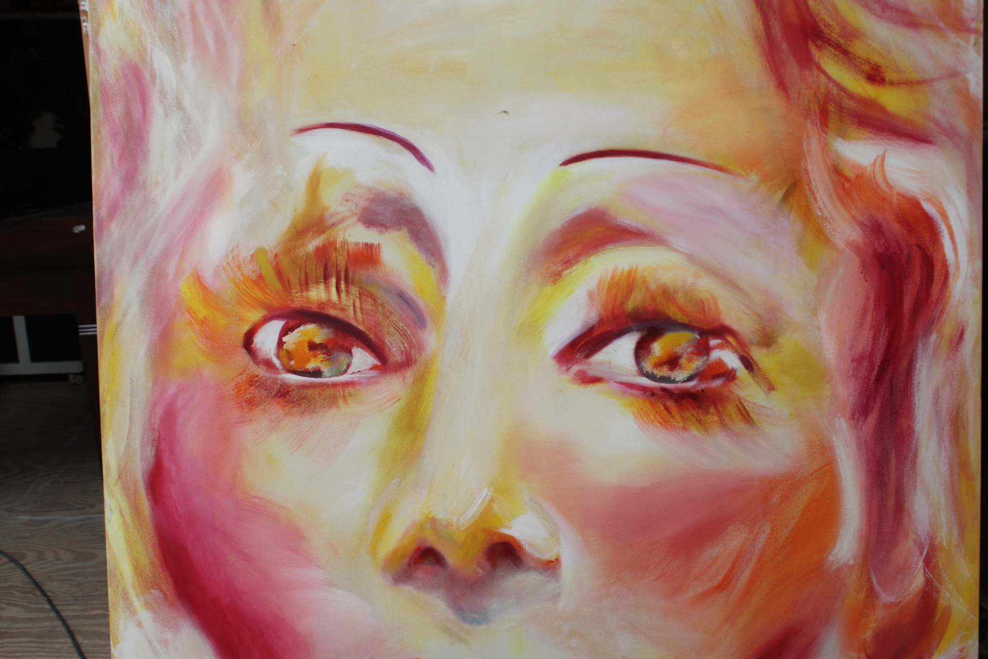 Groot olieverfschilderij gezicht vrouw – foto 5 – kavel bij GSD Auctions, Zoeterwoude