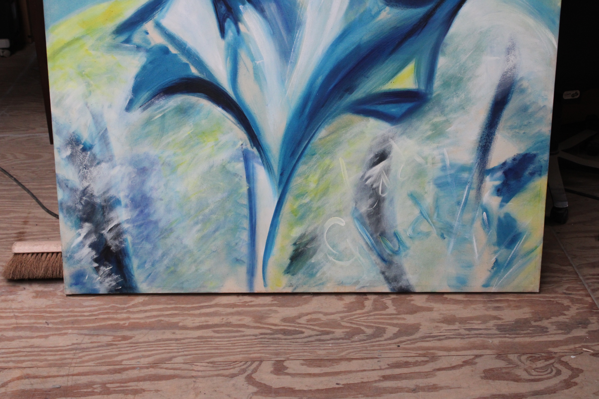 Abstracte portretschildering in blauw en geel – foto 6 – kavel bij GSD Auctions, Zoeterwoude