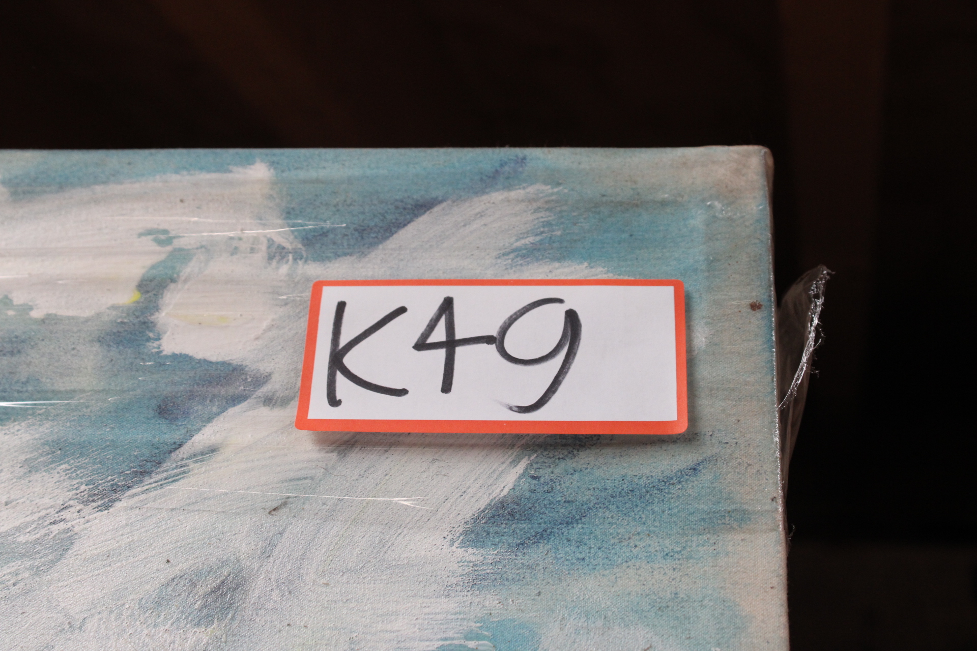 Abstracte portretschildering in blauw en geel – foto 10 – kavel bij GSD Auctions, Zoeterwoude