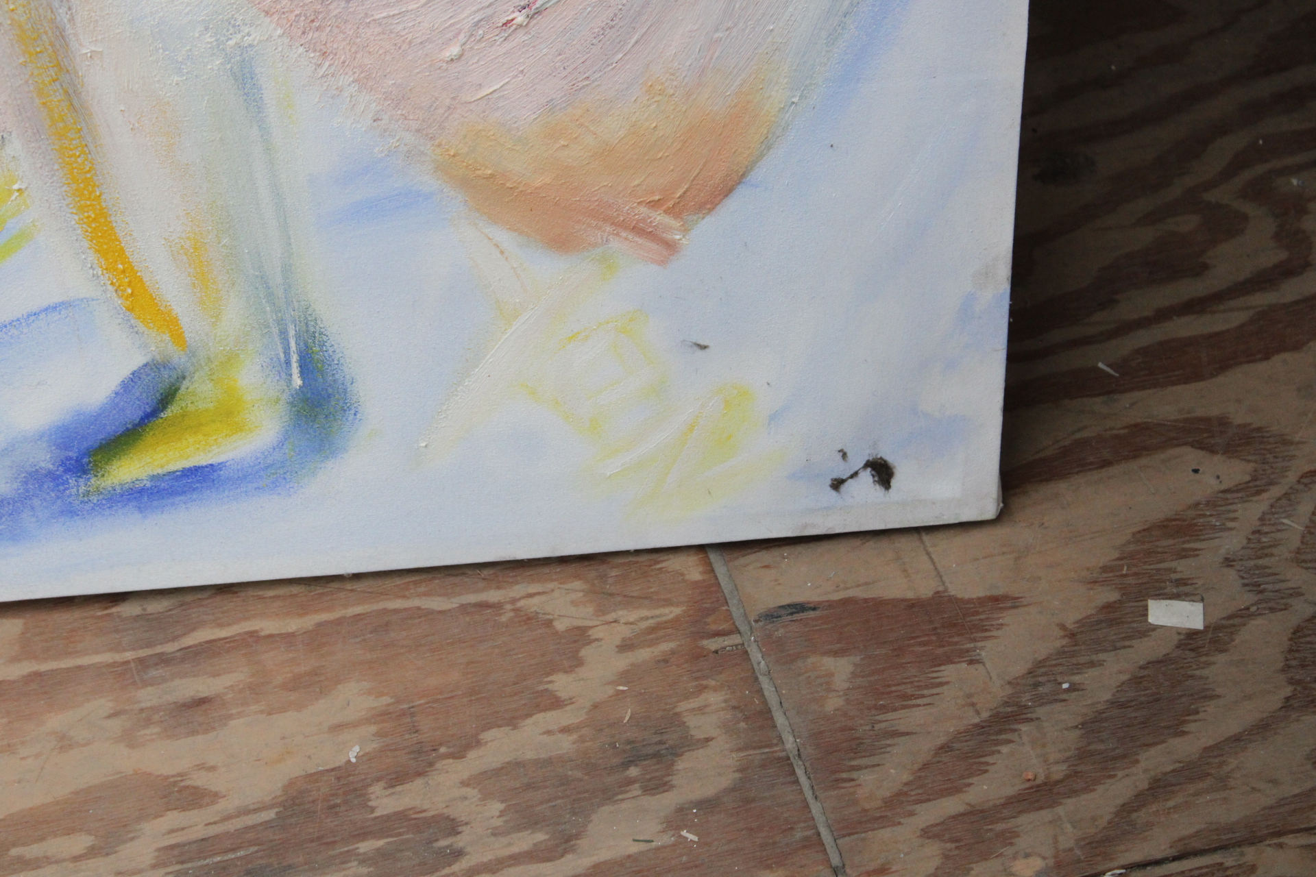 Abstract schilderij vrouwelijk gezicht met gele en blauwe kleuren – foto 3 – kavel bij GSD Auctions, Zoeterwoude