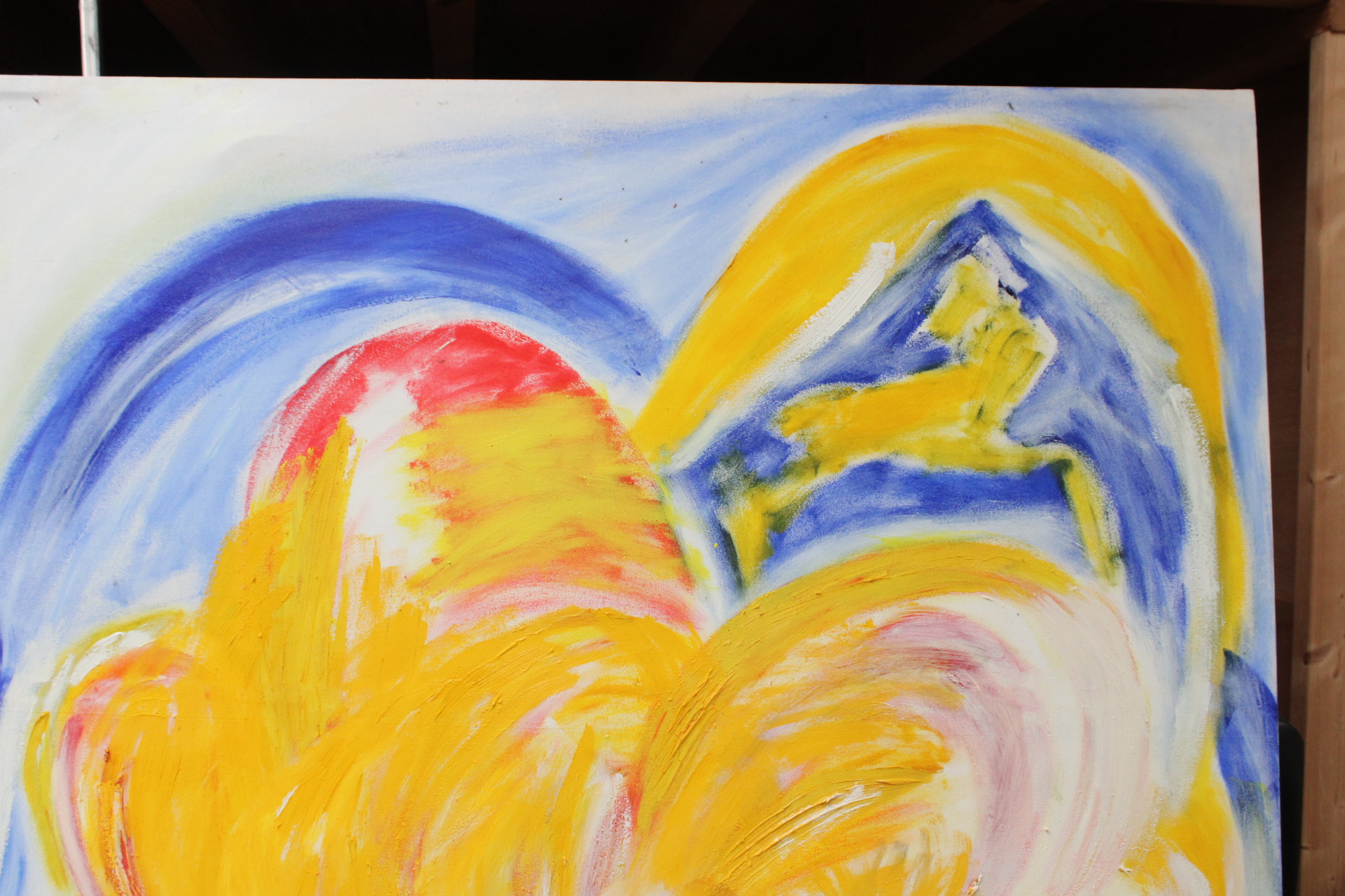 Abstract schilderij vrouwelijk gezicht met gele en blauwe kleuren – foto 4 – kavel bij GSD Auctions, Zoeterwoude