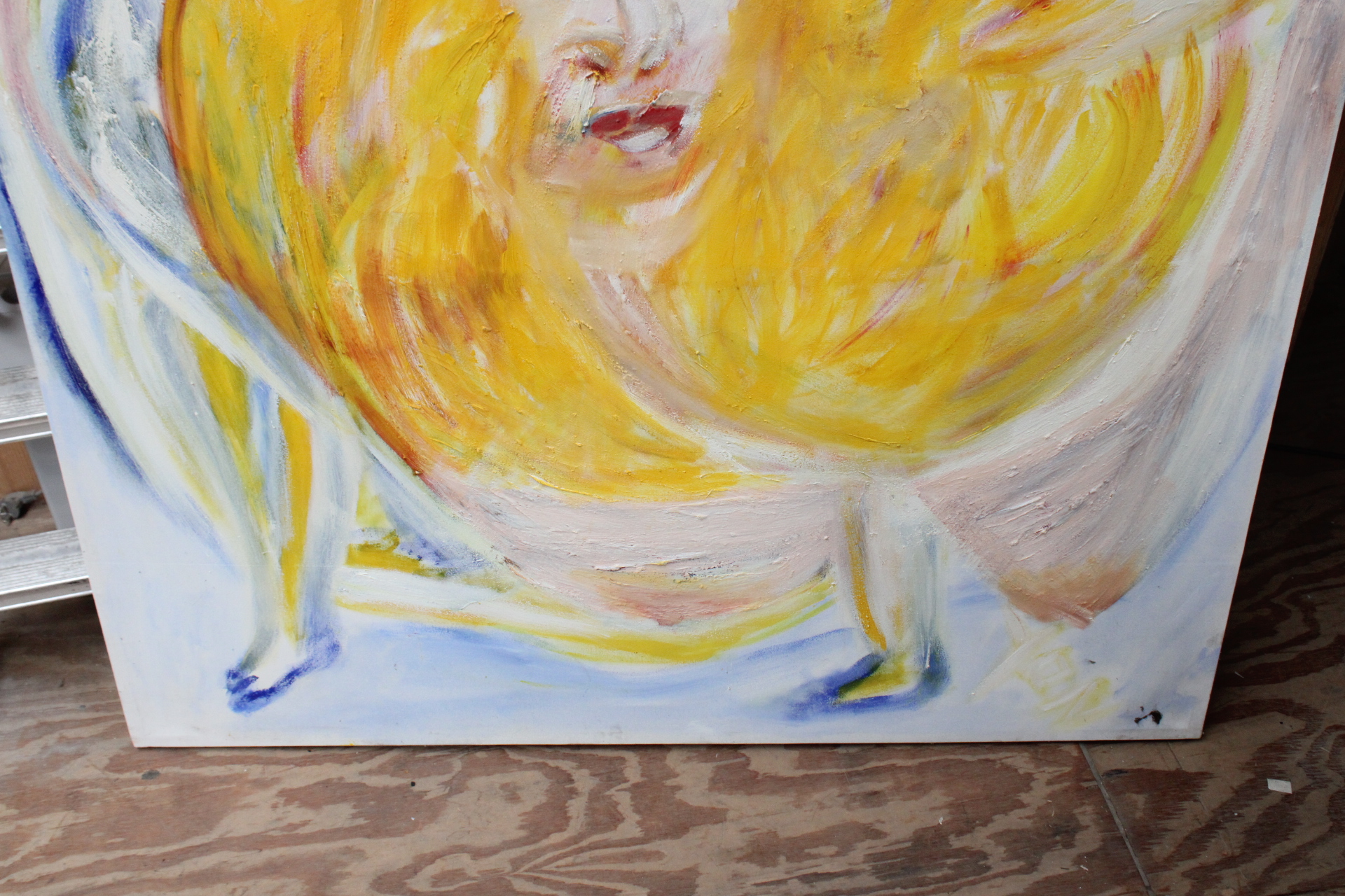 Abstract schilderij vrouwelijk gezicht met gele en blauwe kleuren – foto 6 – kavel bij GSD Auctions, Zoeterwoude