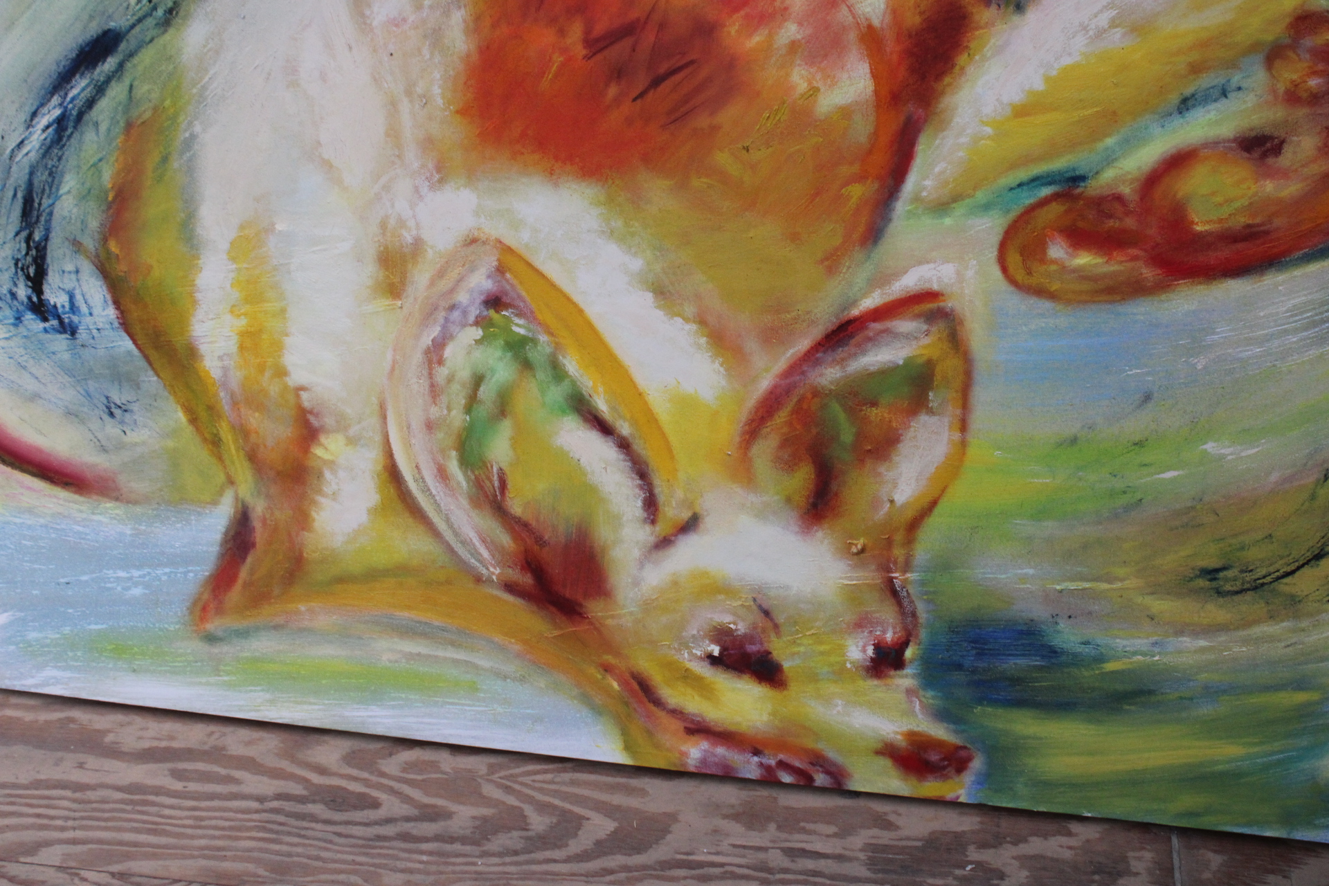 Abstract schilderij met dierenfiguren – foto 6 – kavel bij GSD Auctions, Zoeterwoude