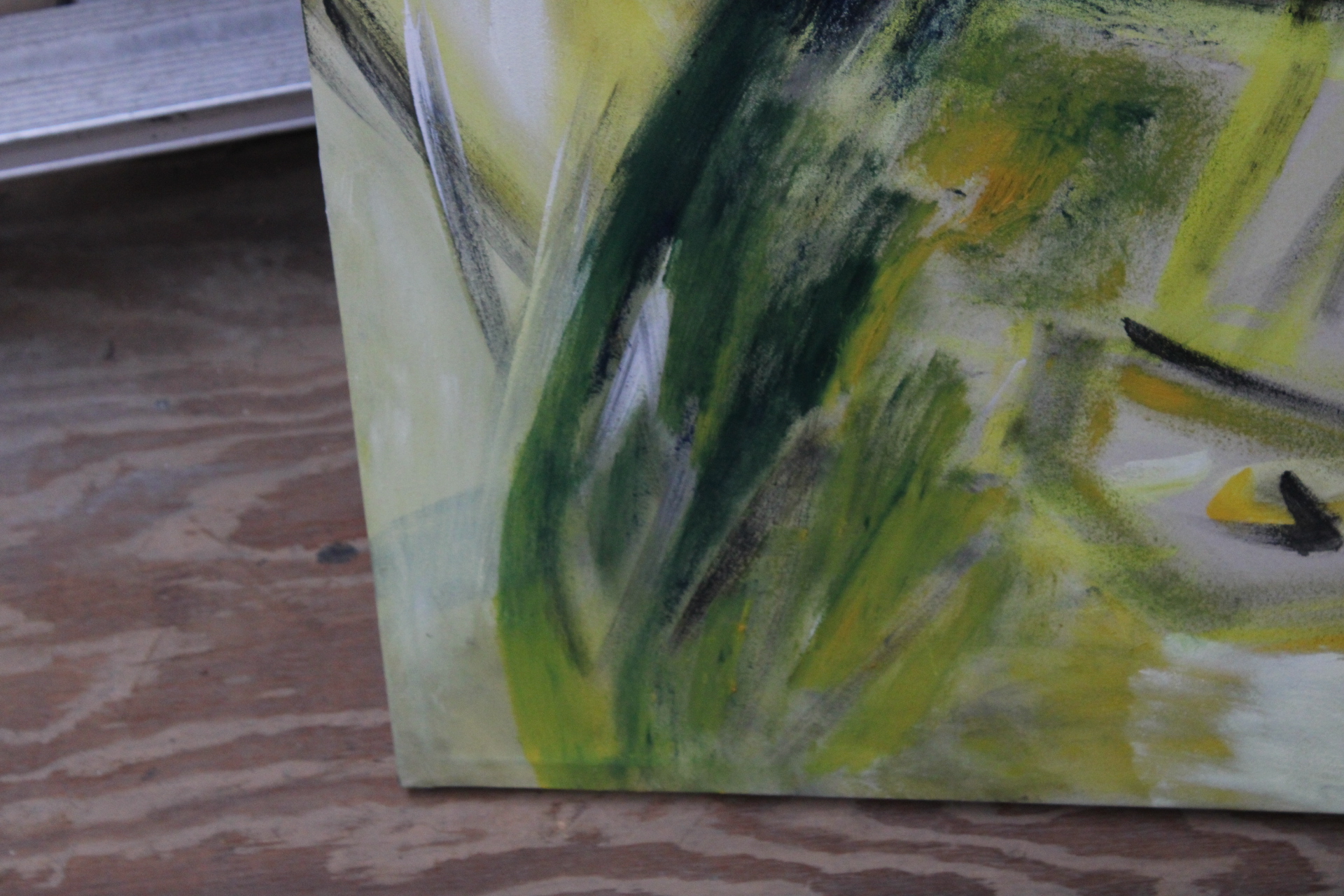Abstract schilderij van bovenlichaam man in gele tinten – foto 3 – kavel bij GSD Auctions, Zoeterwoude