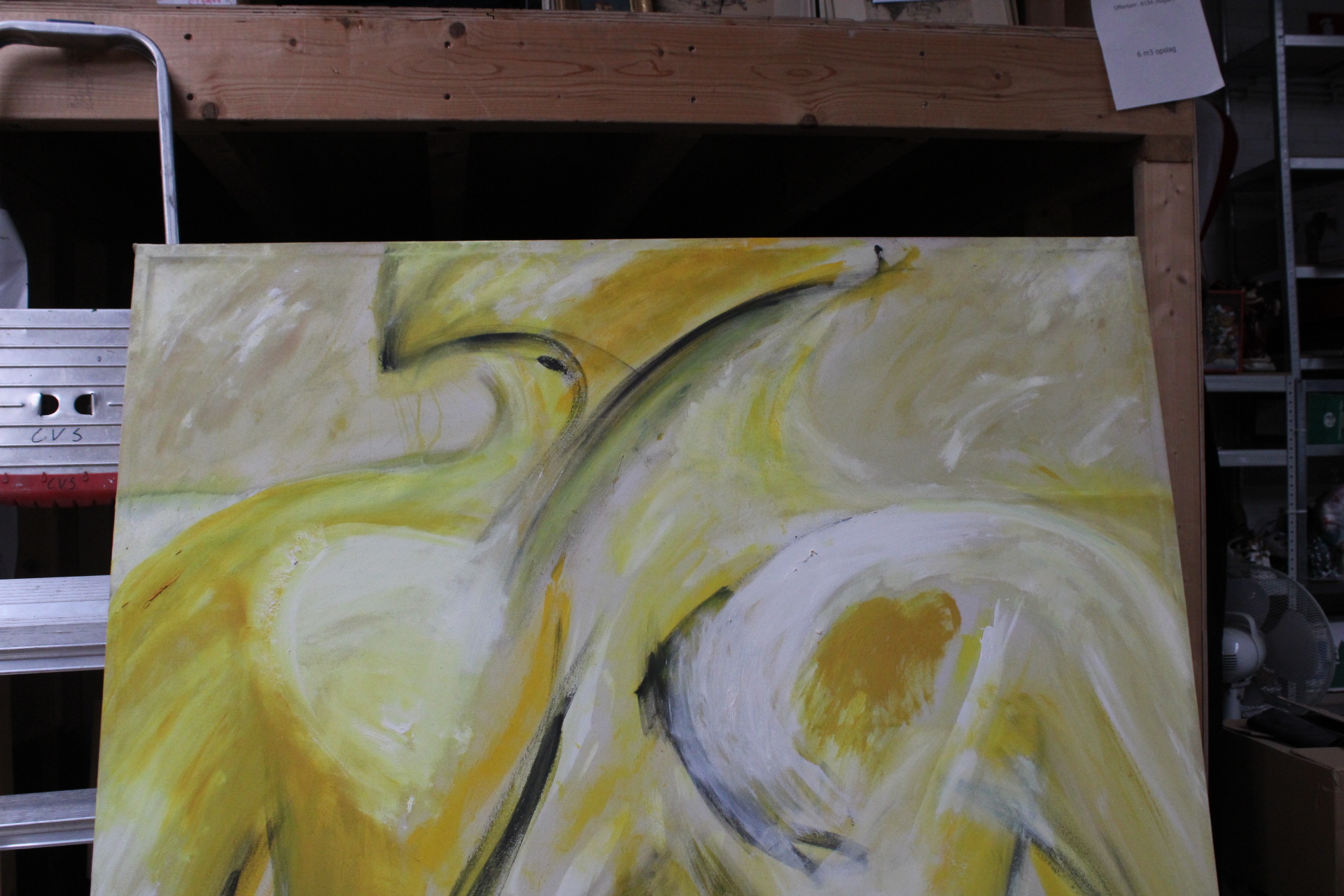Abstract schilderij van bovenlichaam man in gele tinten – foto 4 – kavel bij GSD Auctions, Zoeterwoude